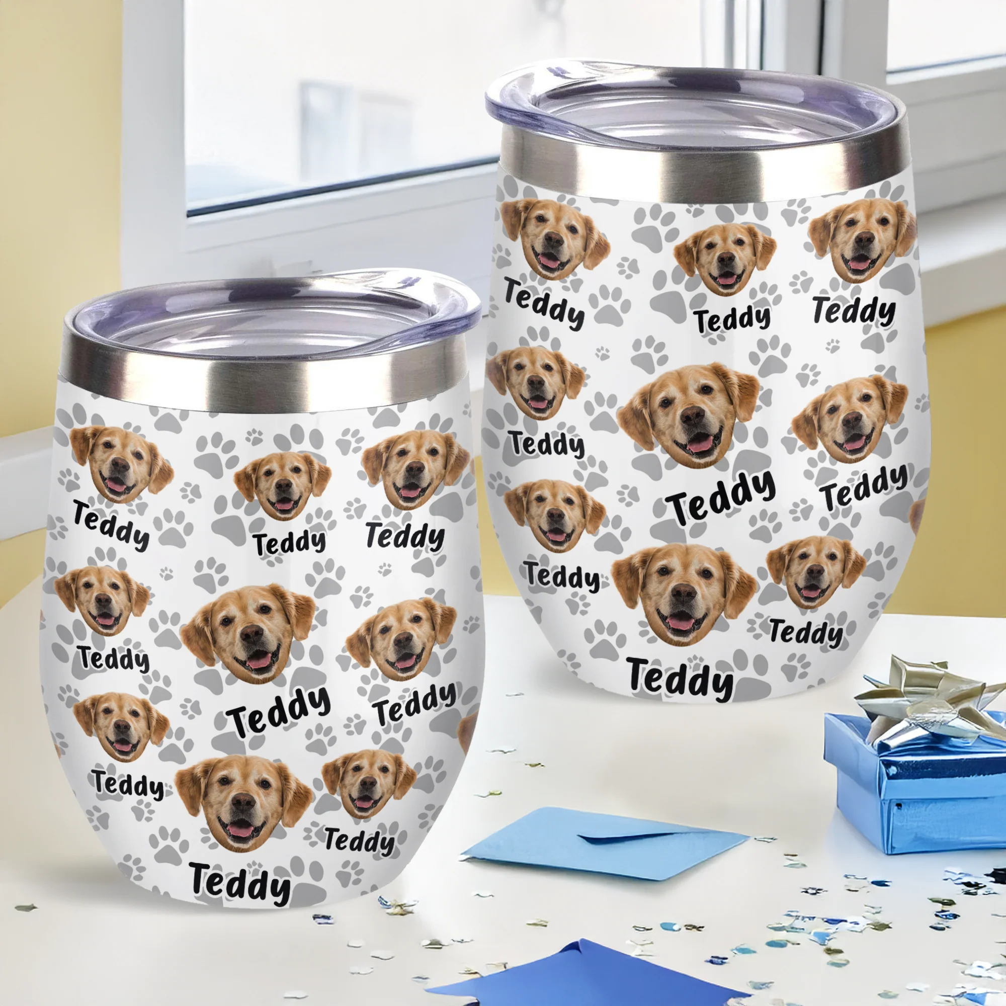 Custom Photo Funny Pet Face Pattern Dog Cat Wine Tumbler HA75 892342 - Image 3