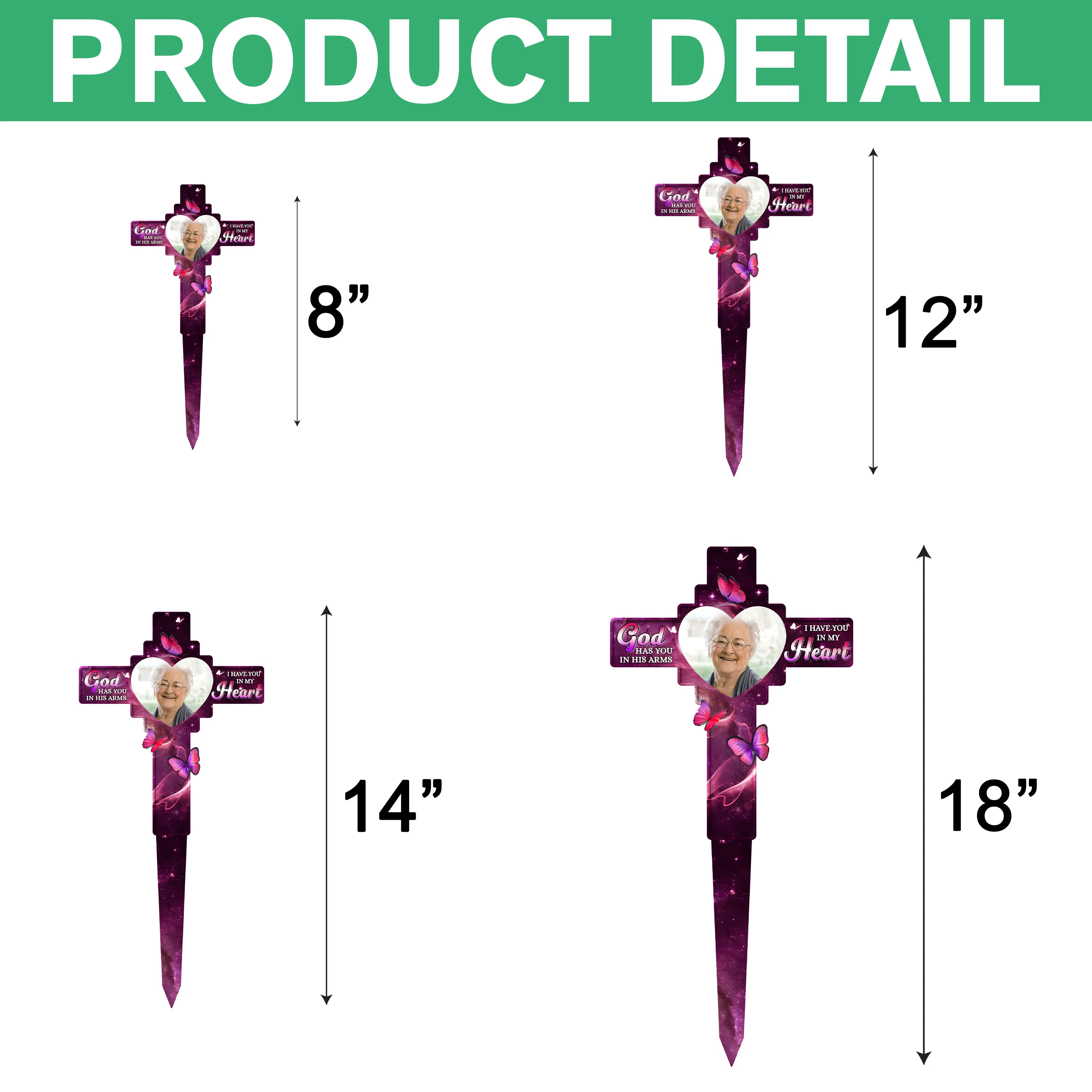 Custom Photo God Has You In His Arms, I Have You In My Heart Memorial Garden Stake HA75 892776 - Image 6