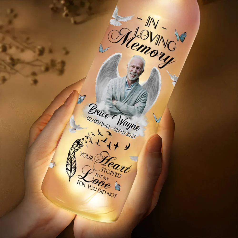 Custom Photo Gone But Never Forgotten Memorial Bottle Lamp HA75 891872 - Image 4