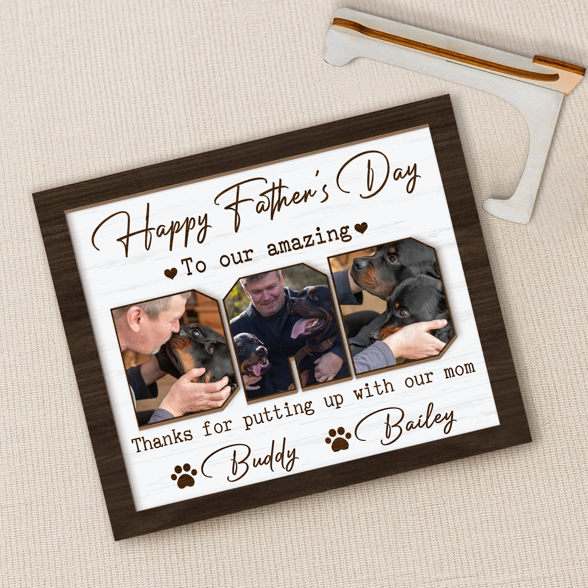 Custom Photo Happy Father's Day To My Amazing Dad 2-Layered Wooden Plaque With Stand HA75 892520 - Image 3