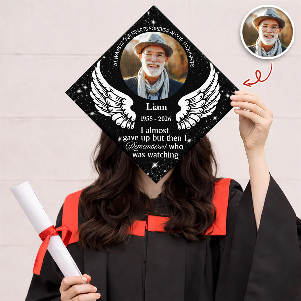 Custom Photo I Almost Gave Up But Then I Remembered Who Was Watching Personalized Graduation Cap Topper HA75 920808 - Image 4