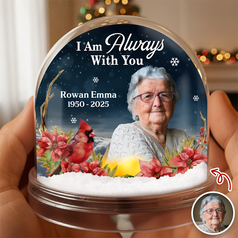 Custom Photo I Am Always With You Memorial Cardinal Acrylic Snow Globe HA75 898018 - Image 2