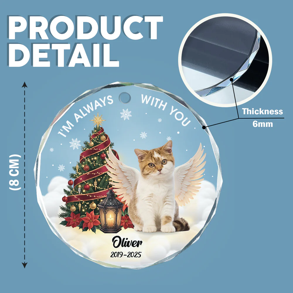 Custom Photo I Am Always With You Memorial Cat Glass Ornament HA75 897266 - Image 6