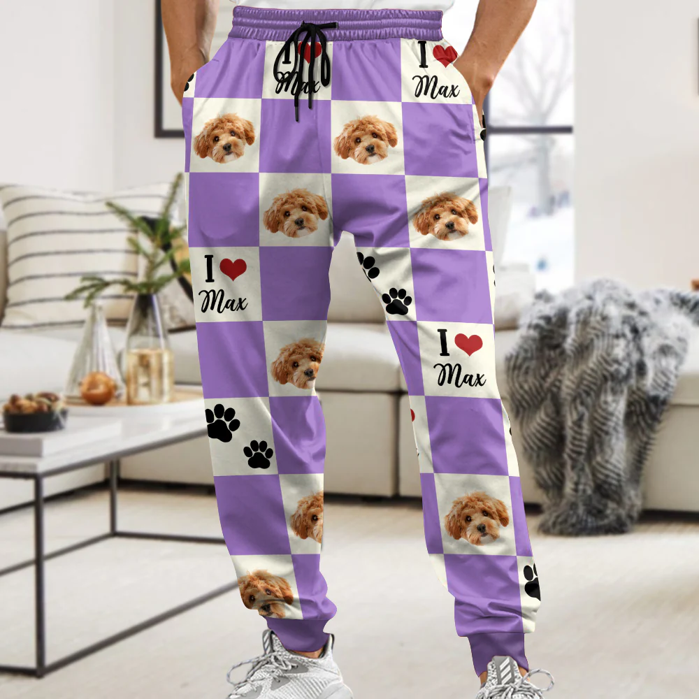 Custom Photo I Love My Dog Cat Sweatpants Gift For Pet Lovers HA75 892606 - Image 2