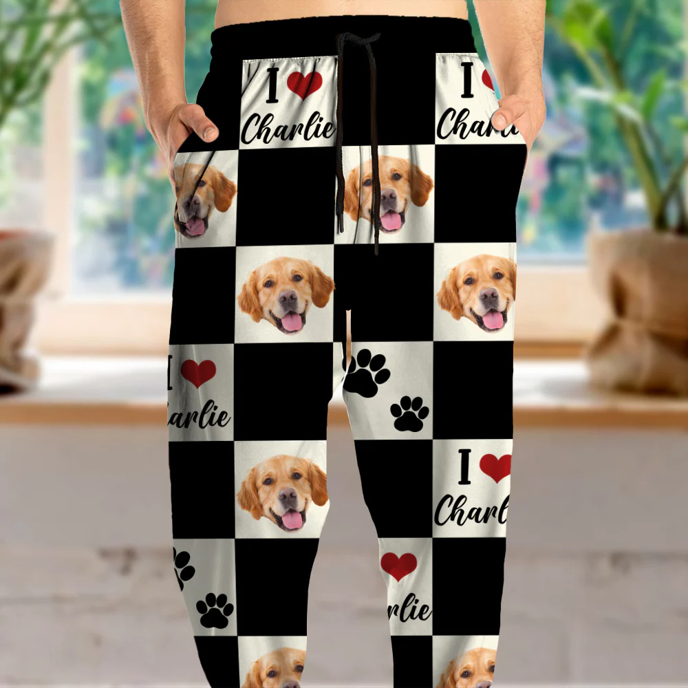 Custom Photo I Love My Dog Cat Sweatpants Gift For Pet Lovers HA75 892606 - Image 3