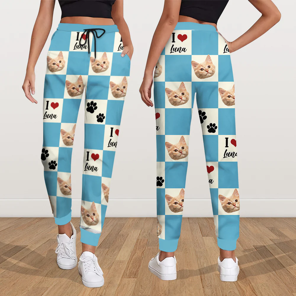 Custom Photo I Love My Dog Cat Sweatpants Gift For Pet Lovers HA75 892606 - Image 4