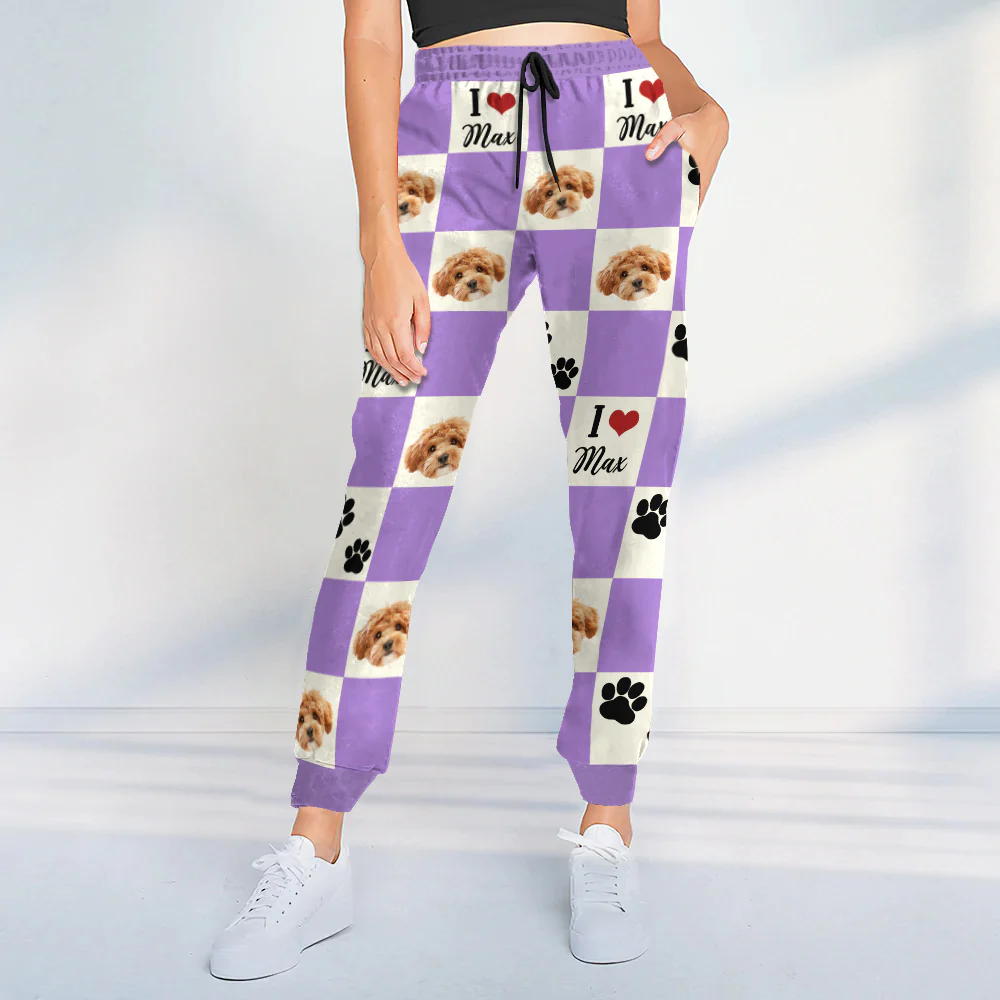 Custom Photo I Love My Dog Cat Sweatpants Gift For Pet Lovers HA75 892606 - Image 5
