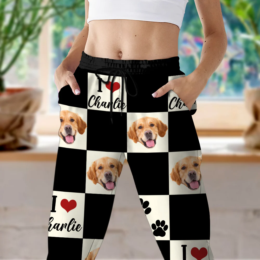 Custom Photo I Love My Dog Cat Sweatpants Gift For Pet Lovers HA75 892606 - Image 7