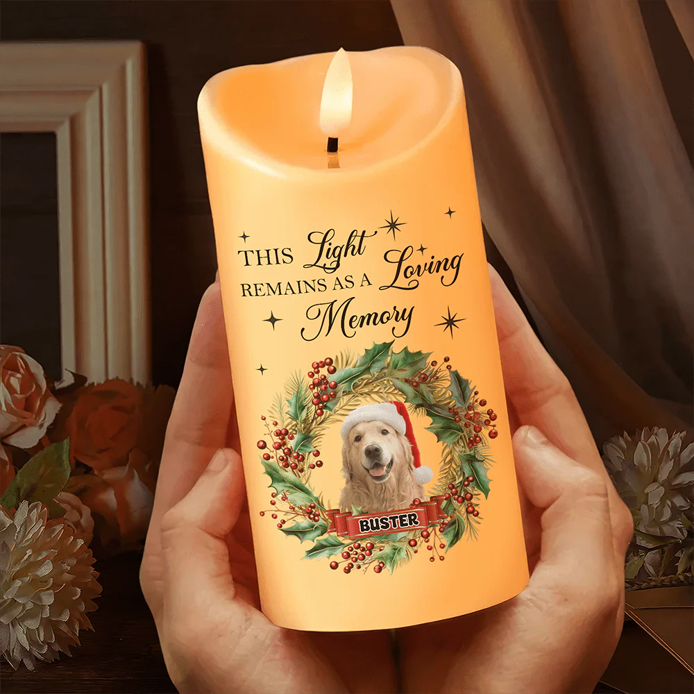 Custom Photo In Loving Memory Dog Cat Pet Memorial LED Candle HA75 891734