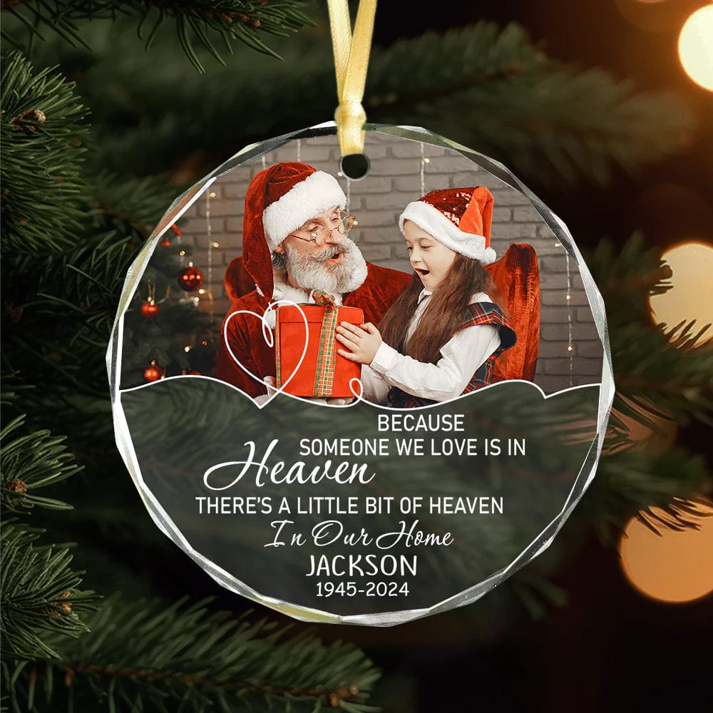 Custom Photo In Loving Memory Memorial Glass Ornament HA75 891448