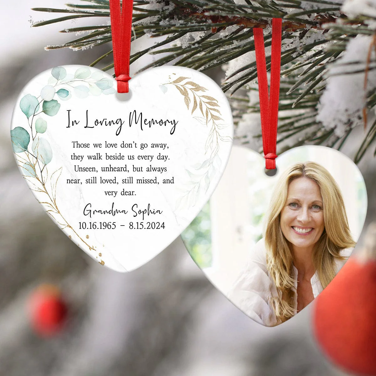 Custom Photo In Loving Memory Memorial Heart Shaped Ceramic Ornament HA75 891466 - Image 2