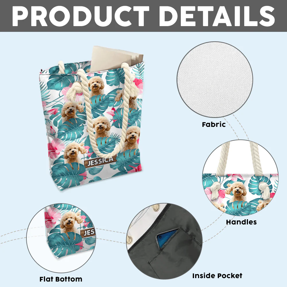 Custom Photo It's Summer Time Dog Beach Tote Bag HA75 891168 - Image 3