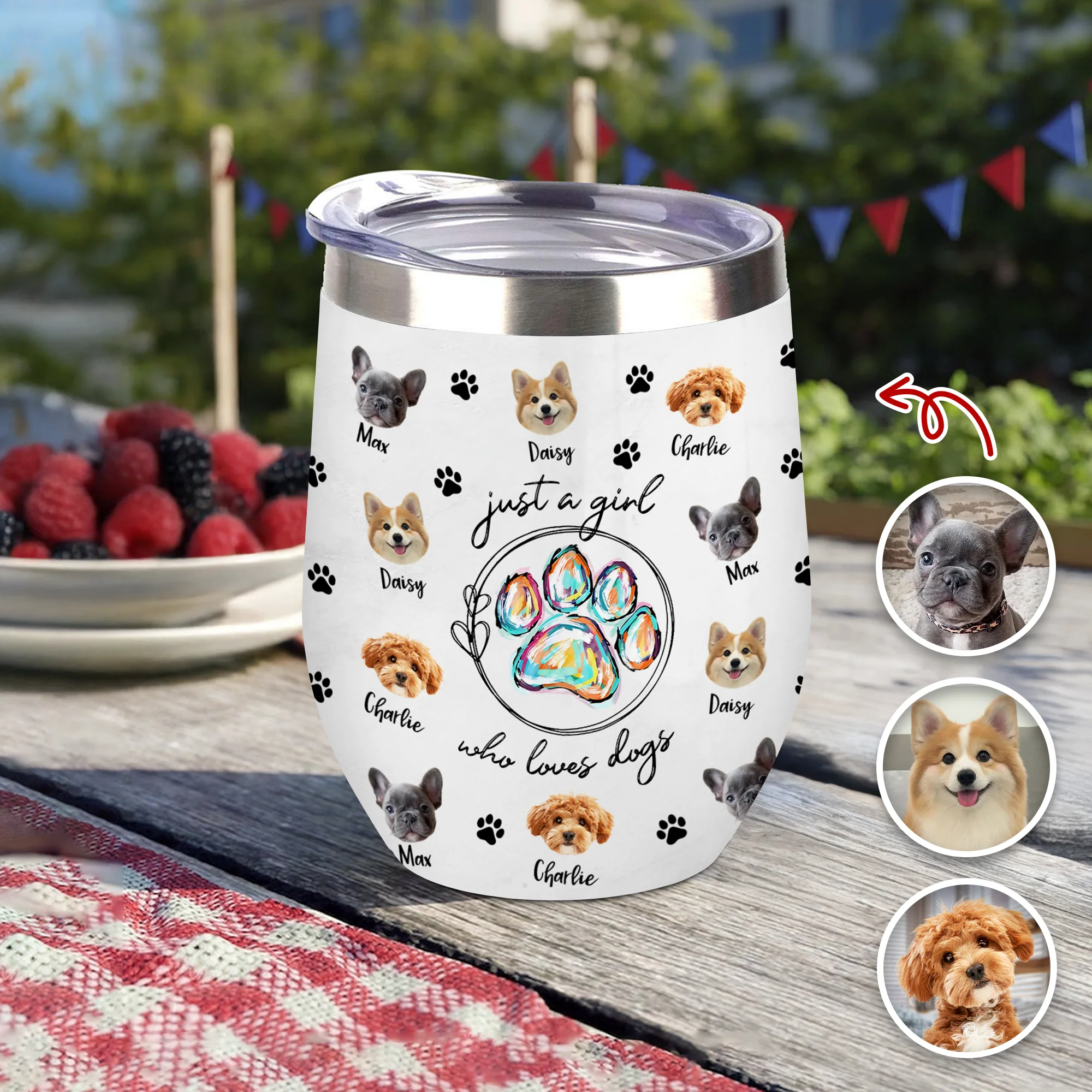 Custom Photo Just A Girl Who Loves Dogs Wine Tumbler HA75 897100 - Image 8