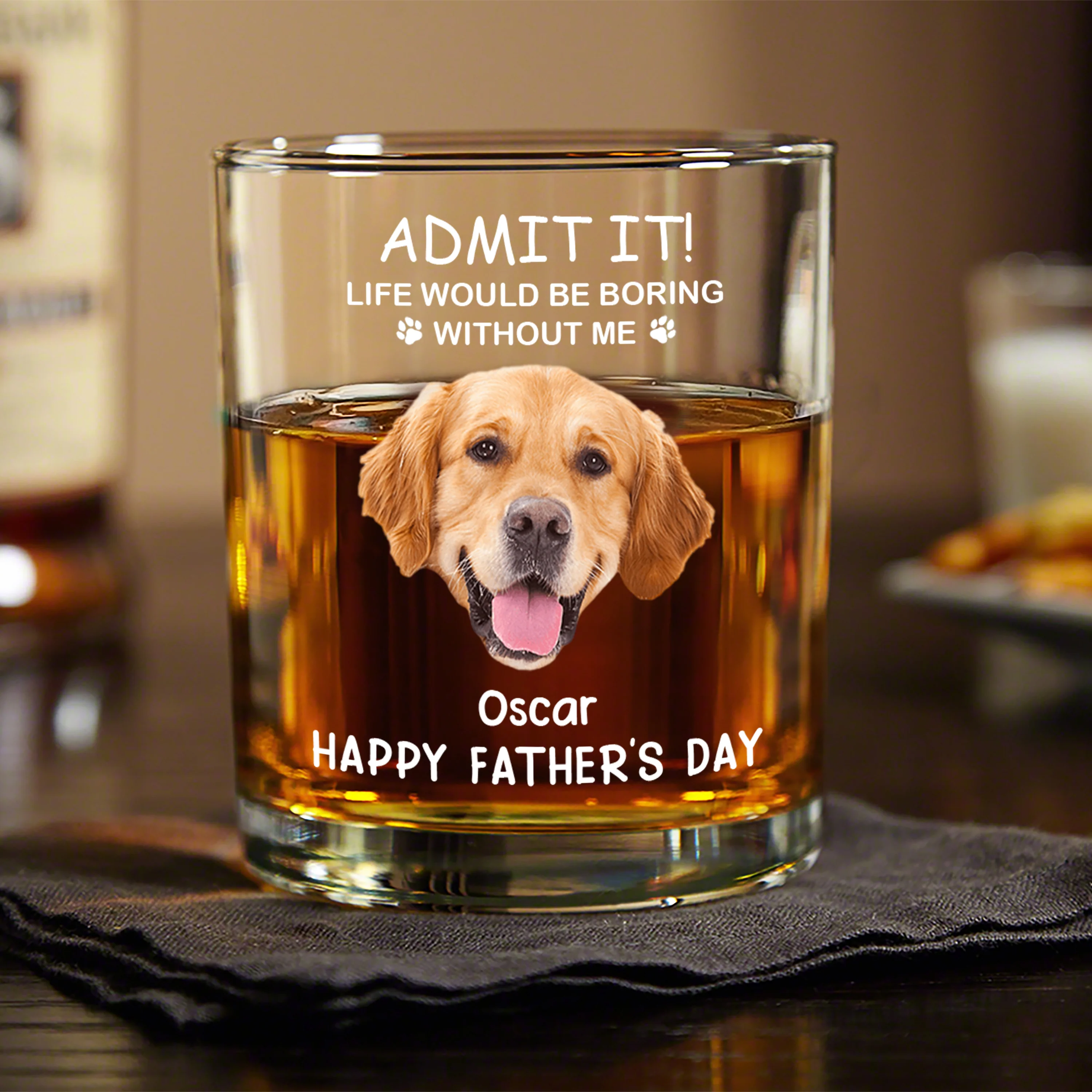 Custom Photo Life Would Be Boring Without Me Dog Print Rock Glass HA75 890746