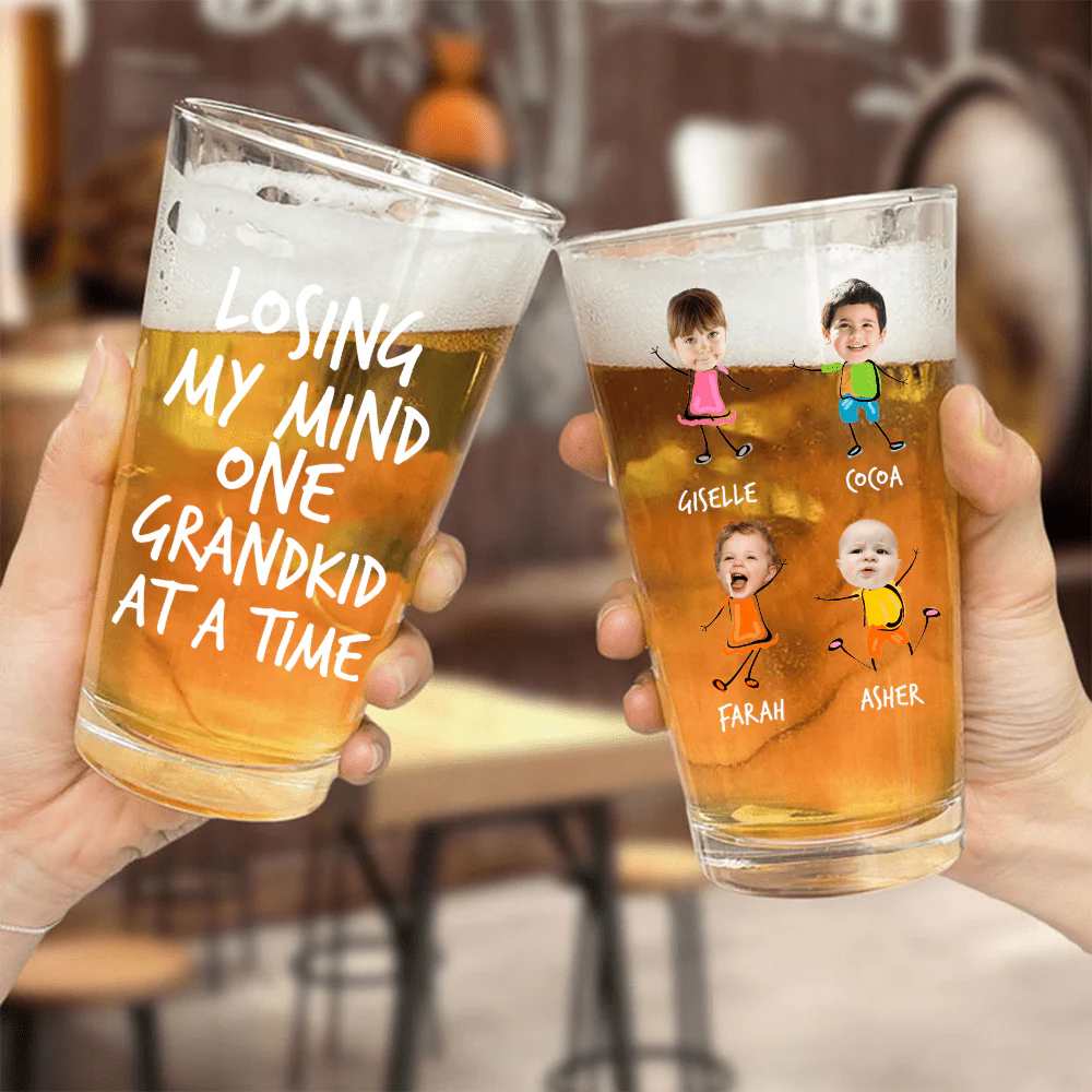 Custom Photo Losing My Mind One Kid At A Time Pint Beer Glass HA75 890652 - Image 2