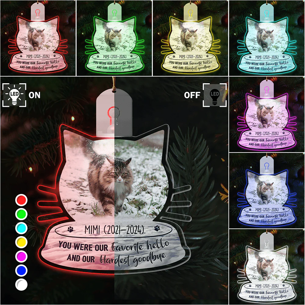 Custom Photo Loss Of Cat Forever Memorial Cat Led Acrylic Ornament HA75 891736
