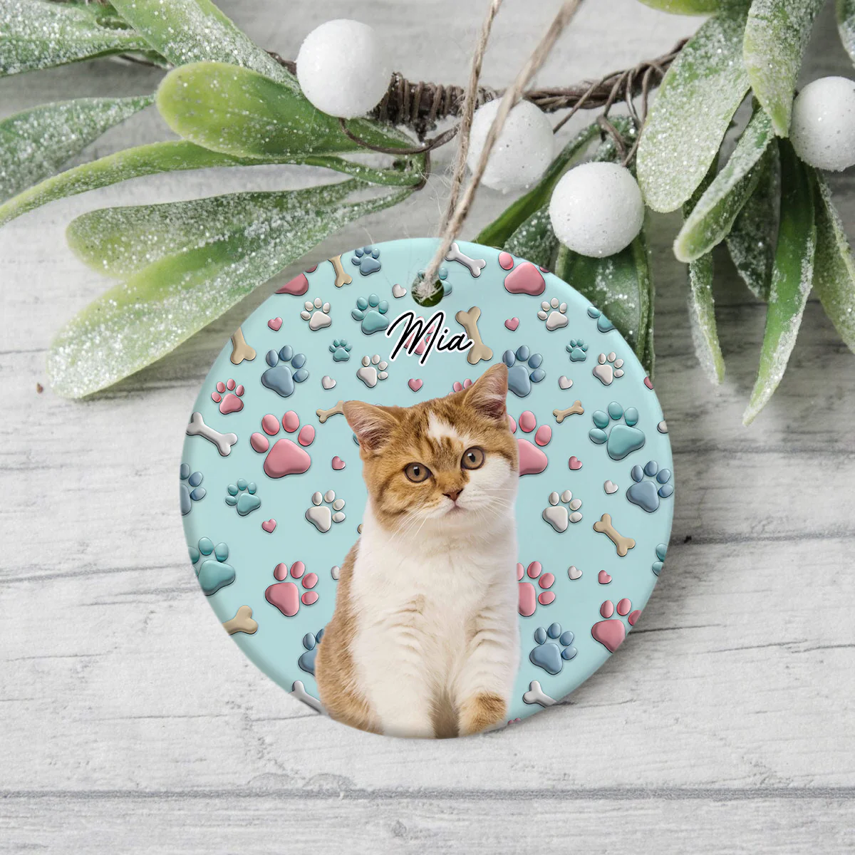 Custom Photo Lovely Dog Cat 3D Effect Ceramic Ornament Christmas Gift HA75 897088 - Image 4