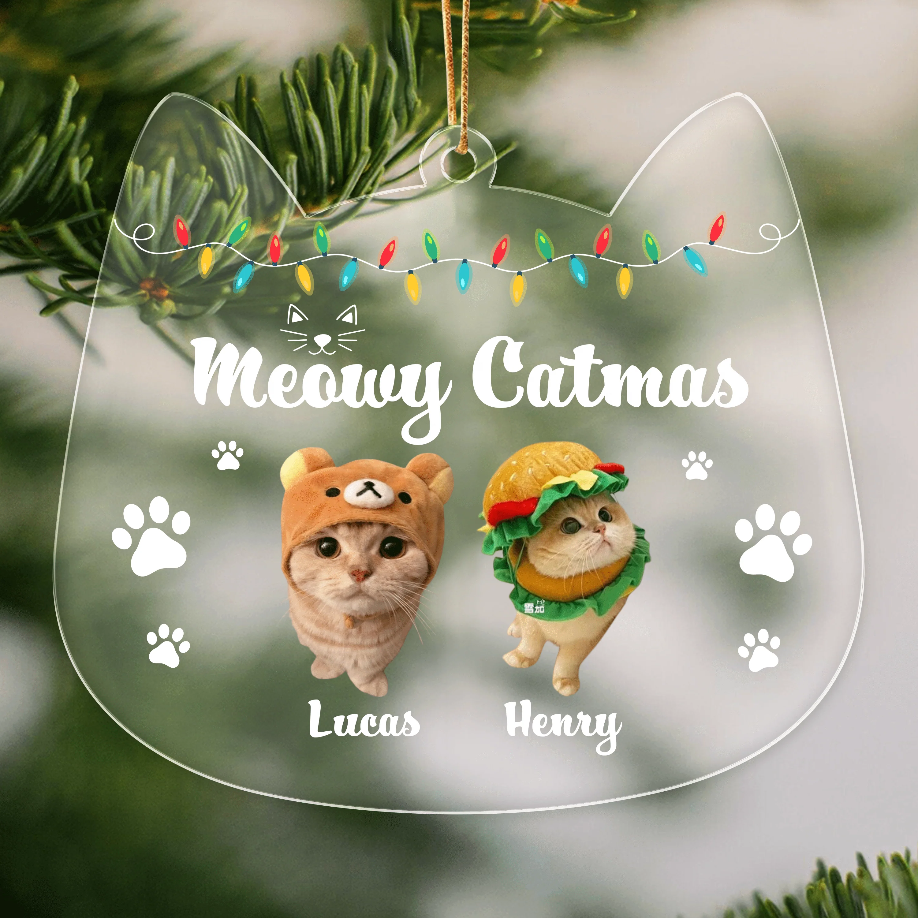 Custom Photo Meowy Catmas Cat Acrylic Ornament HA75 891088
