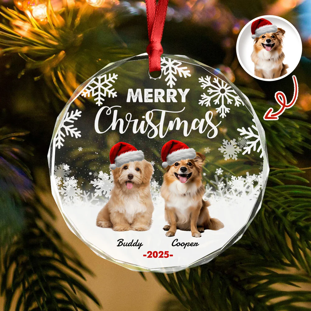 Custom Photo Merry Woofmas Christmas Glass Ornament For Dog Lovers HA75 897486 - Image 2