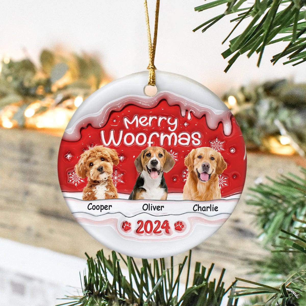 Custom Photo Merry Woofmas Dog 3D Inflated Effect Printed Ornament N304 HA75 891540 - Image 6