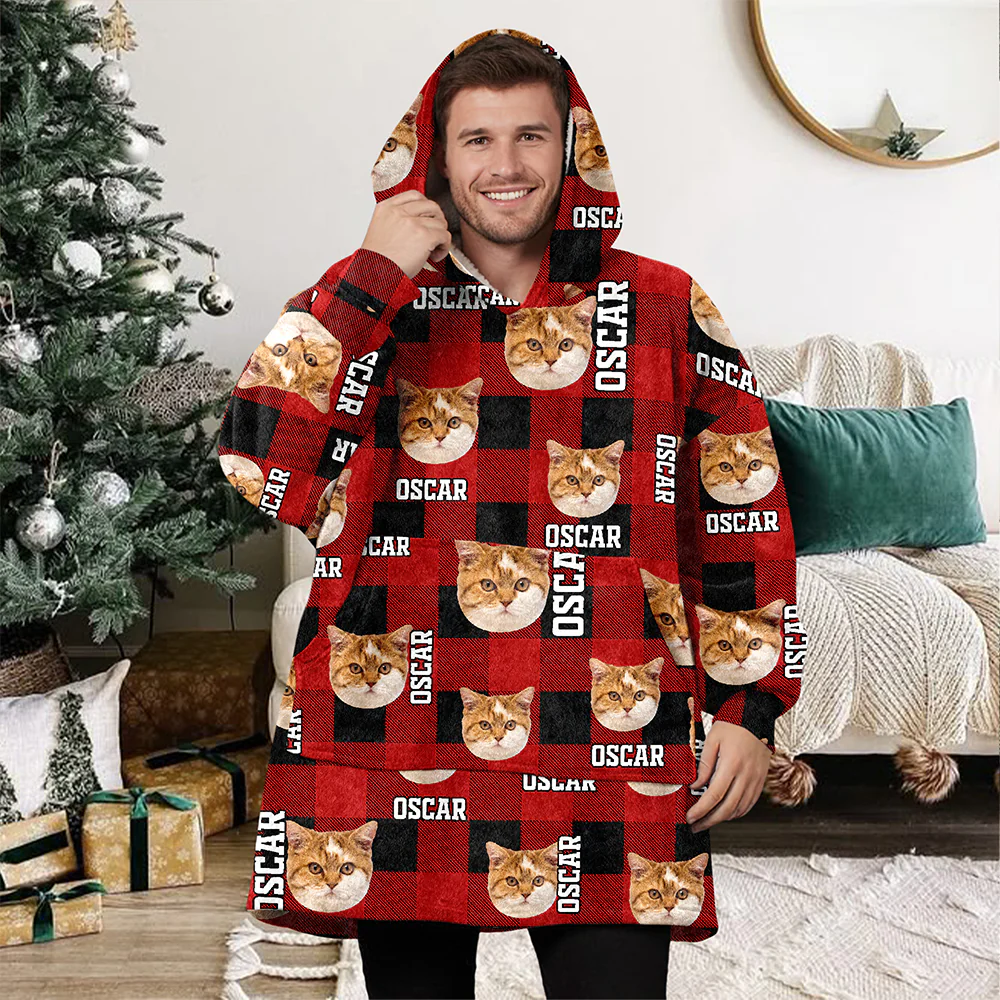 Custom Photo Name Cat Hoodie Blanket For Dog Lovers HA75 898372 - Image 3