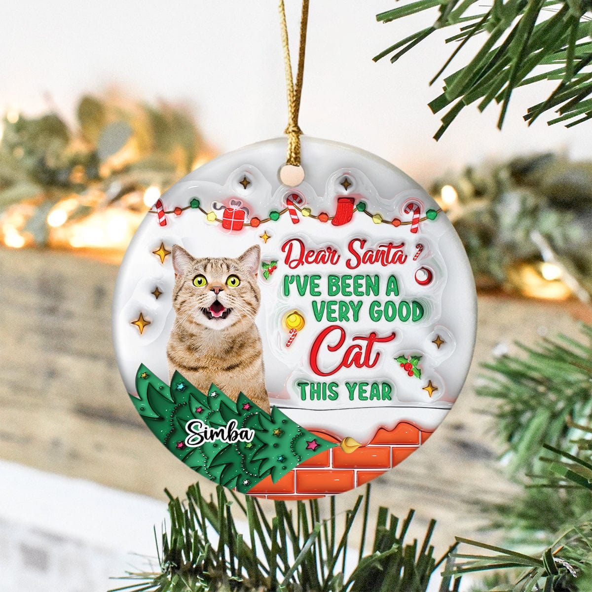 Custom Photo On The Naughty List And I Regret Nothing Cat 3D Inflated Effect Printed Ornament N304 HA75 891590 - Image 6