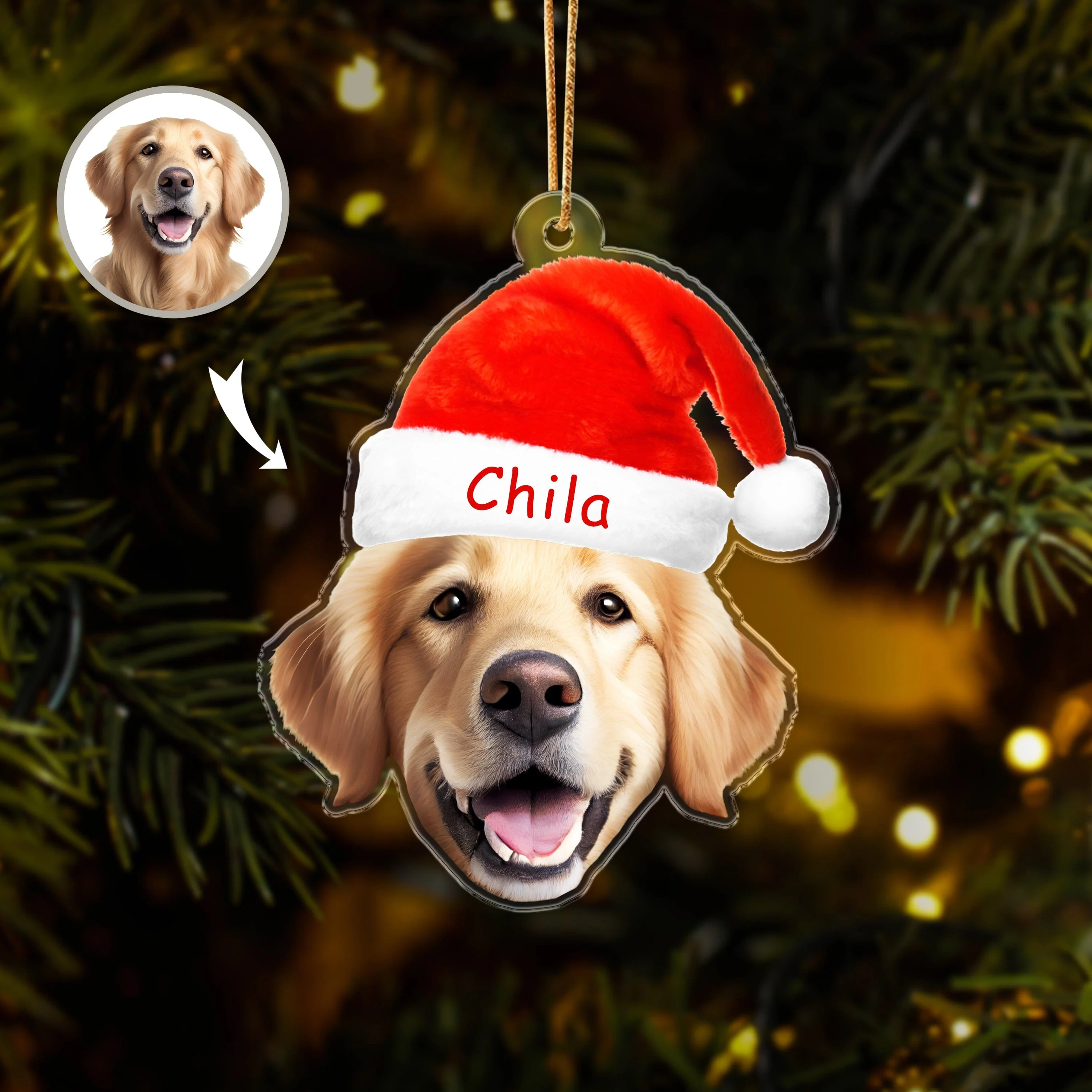 Custom Photo Pet Funny Christmas Face Pet Acrylic Ornament HA75 891146