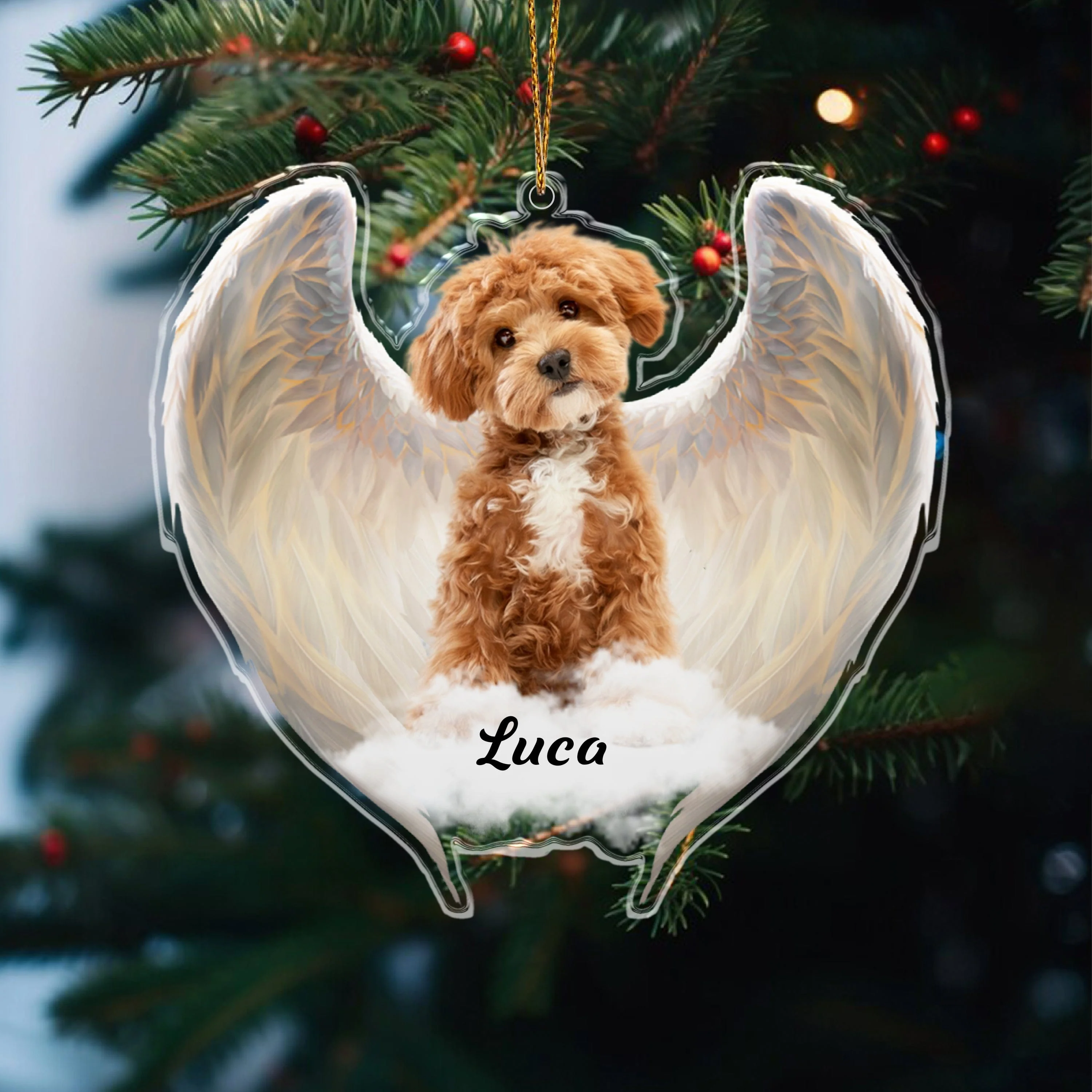 Custom Photo Pet Within Angel Wings Memorial Acrylic Ornament HA75 891148