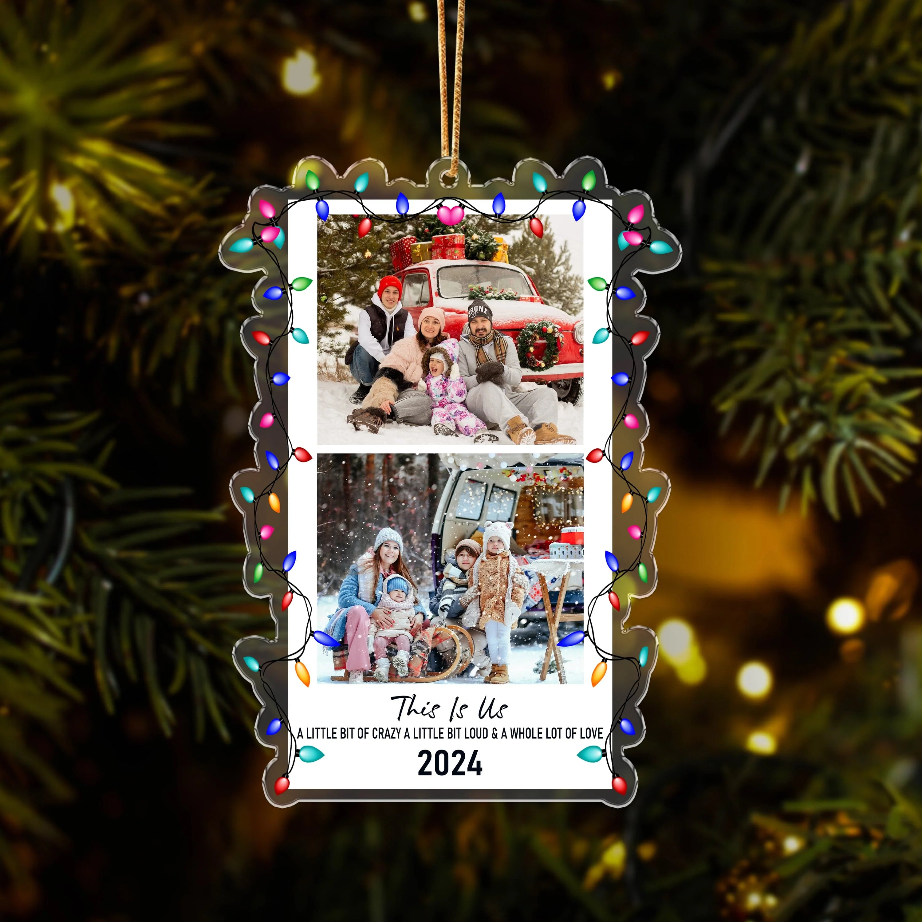 Custom Photo Polaroid Family Friends Christmas Acrylic Ornament HA75 891134 - Image 2