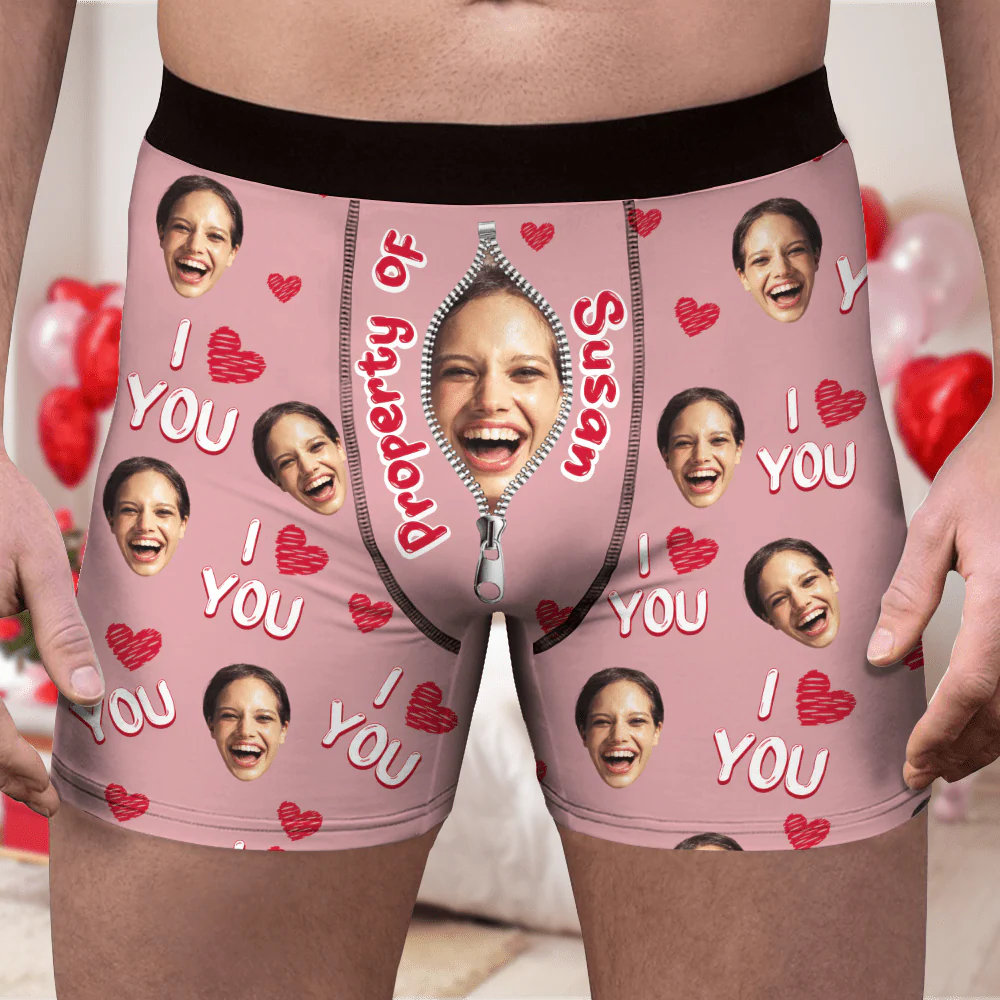 Custom Photo Property Of Girlfriend, Wife Man's Boxer Valentine's Day, Anniversary Gift HA75 891822 - Image 2