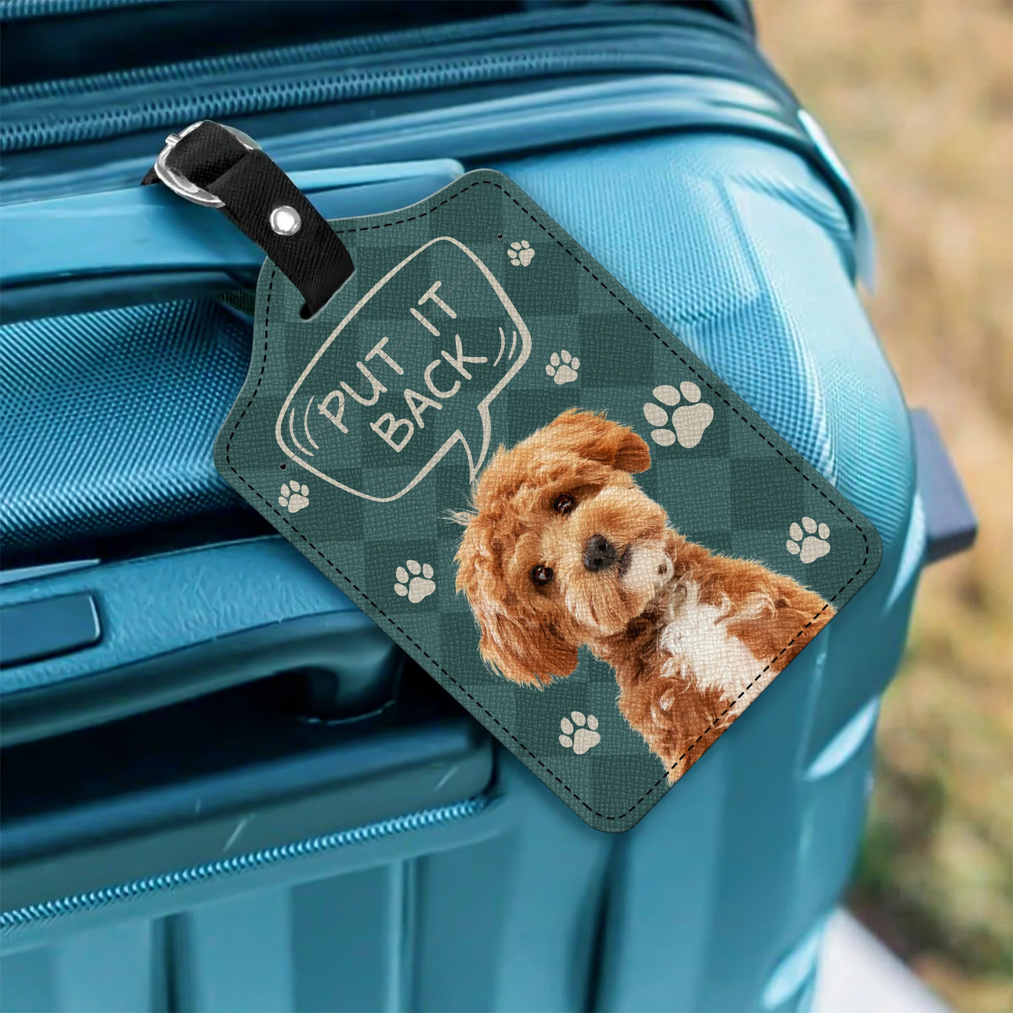 Custom Photo Put It Back Dog Cat Luggage Tag Vacation Gift HA75 892668 - Image 2