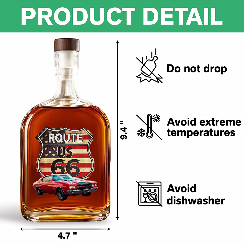 Custom Photo Route US 66 Car Whiskey Bottle HA75 897812 - Image 6