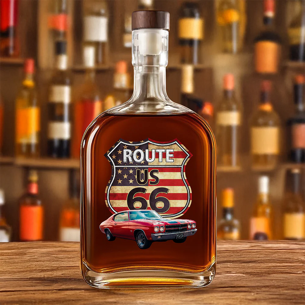 Custom Photo Route US 66 Car Whiskey Bottle HA75 897812 - Image 8