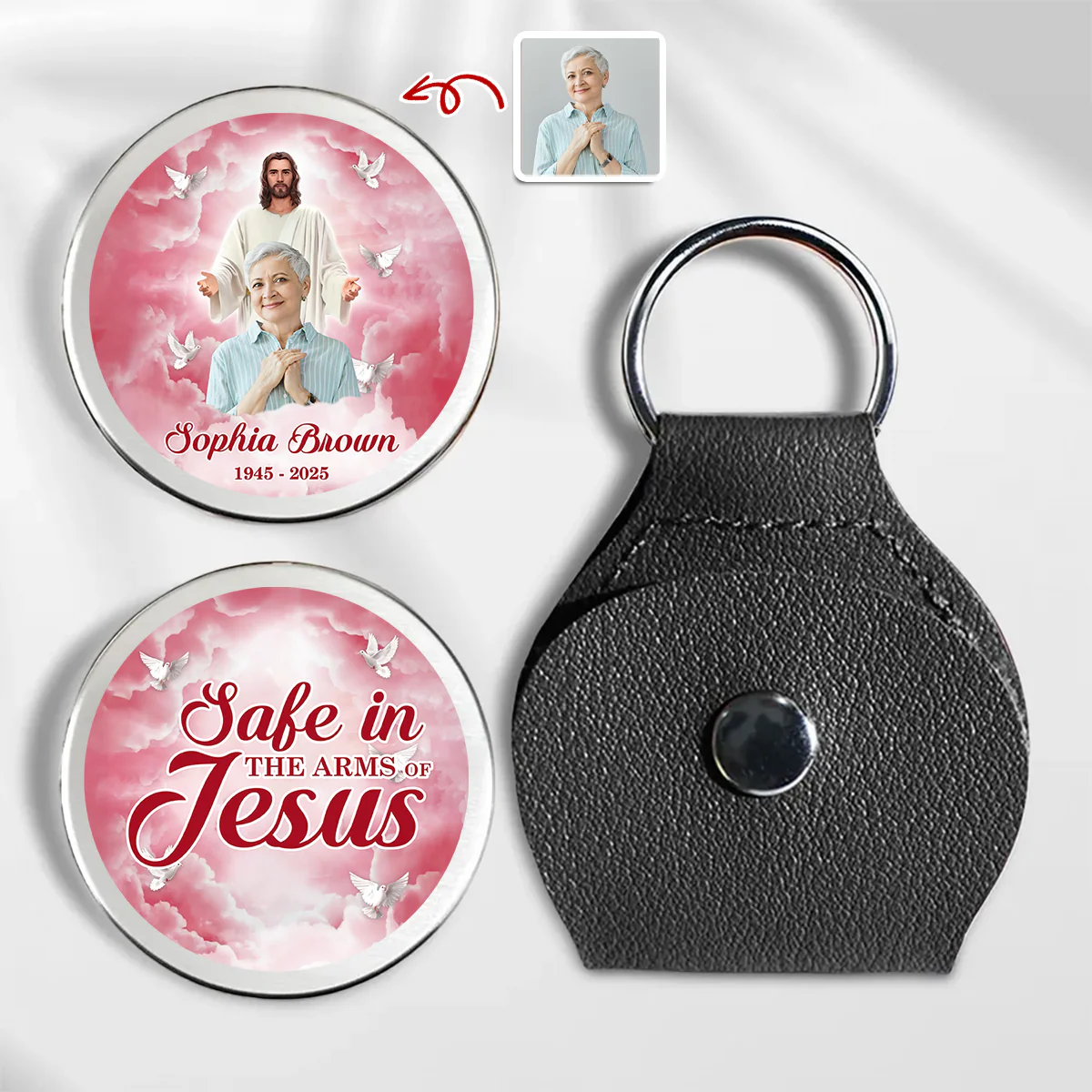 Custom Photo Safe In The Arms Of Jesus Memorial Pocket Hug HA75 898124 - Image 2