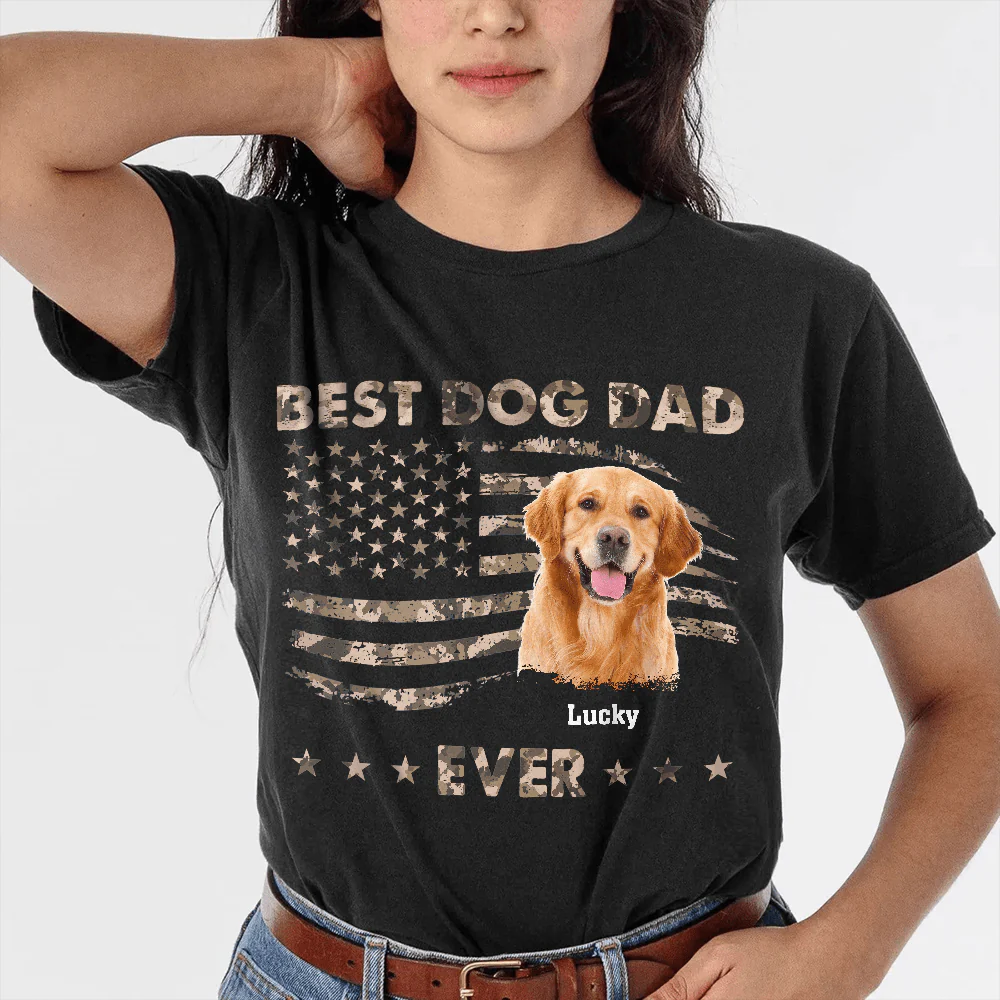 Custom Photo Stars And Striped Pet Dad, Cat Shirt HA75 890682