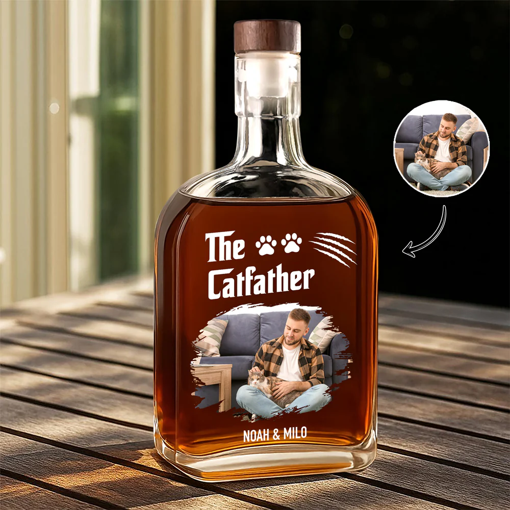 Custom Photo The Dogfather The Catfather Whiskey Bottle For Dog Lovers HA75 897956 - Image 4