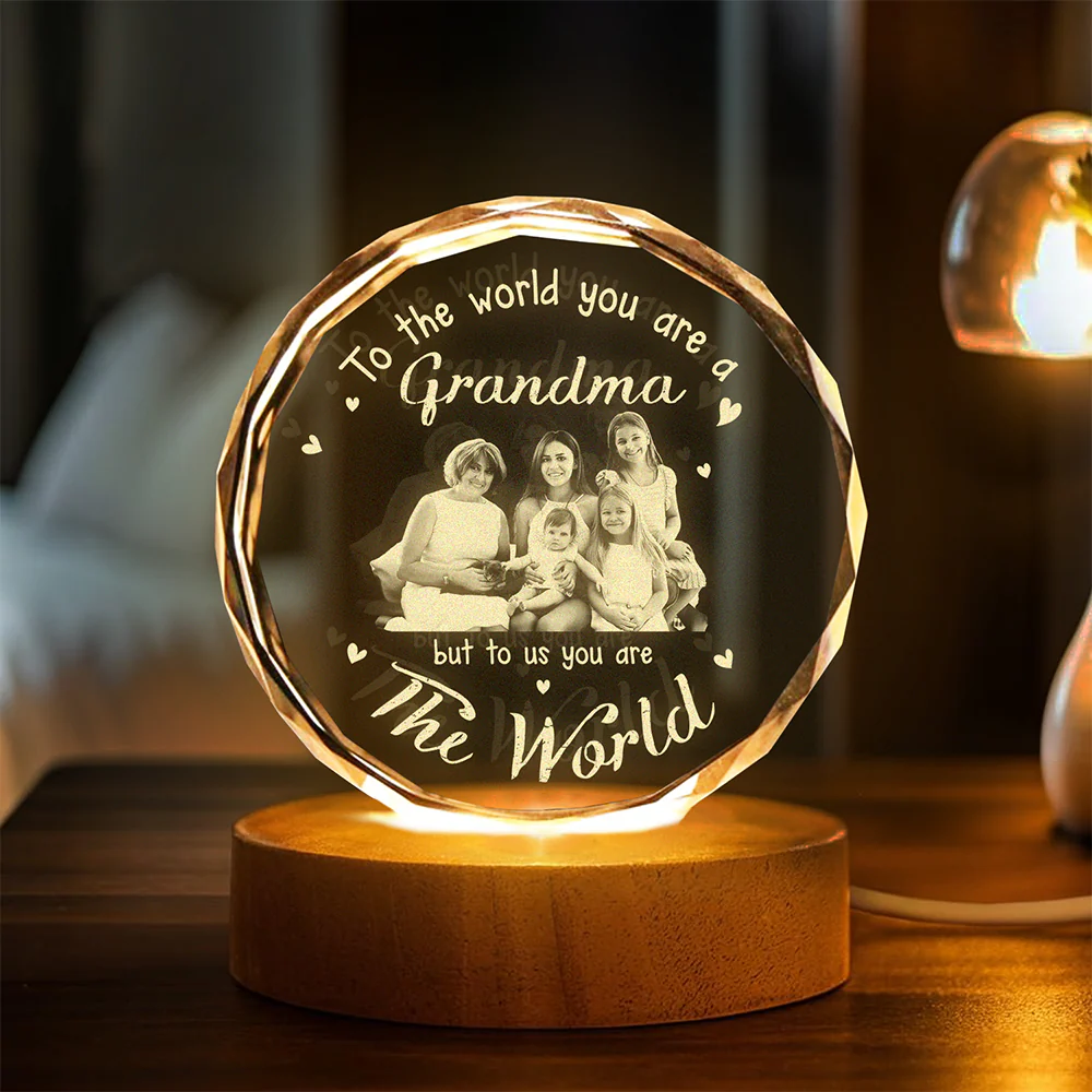 Custom Photo To The World You Are A Grandma Engraved Crystal Photo With Light HA75 920546 - Image 2