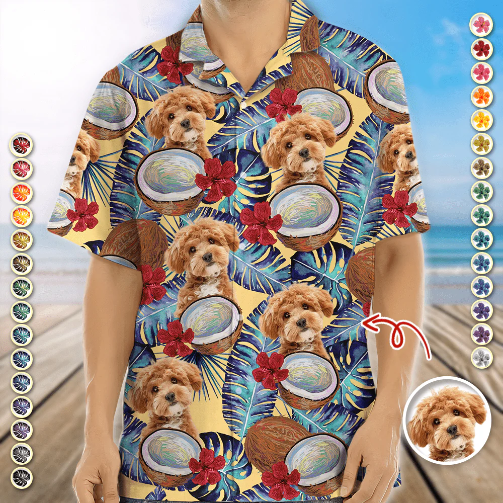 Custom Photo Tropical Coconut Dog Cat Hawaii Shirt HA75 891100 - Image 2