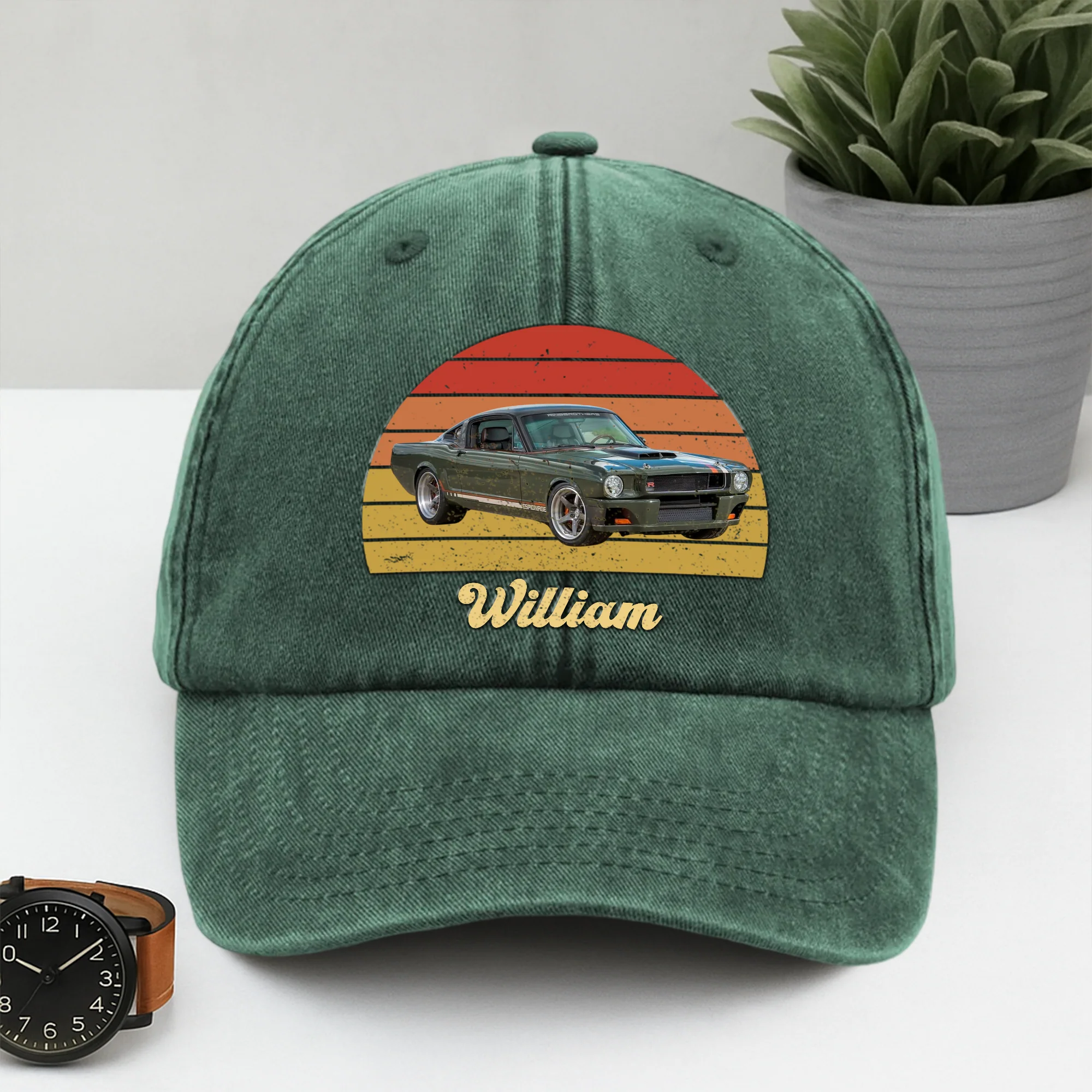 Custom Photo Vintage Retro Car Washed Denim Baseball Cap HA75 892552 - Image 2