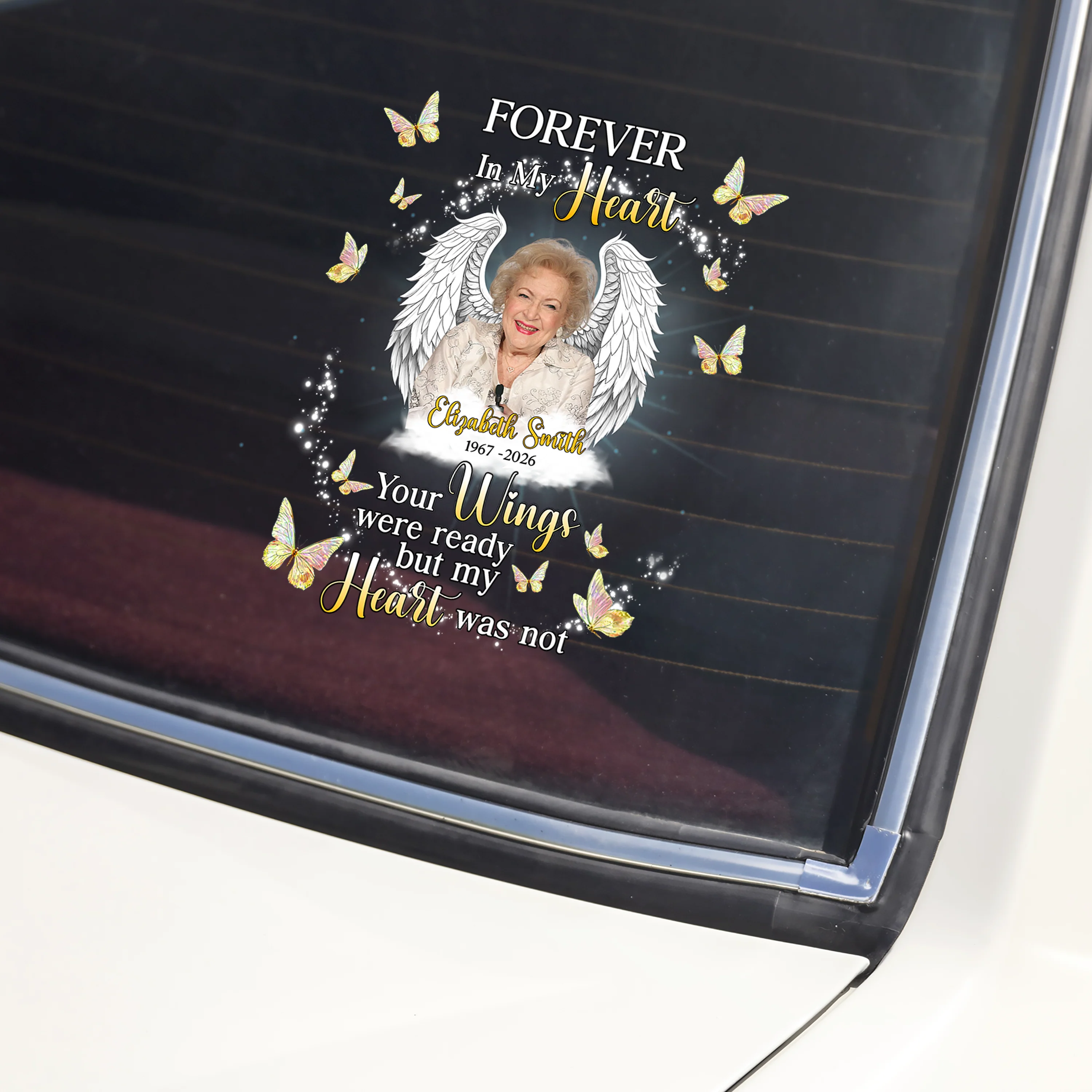 Custom Photo Wings Forever In My Heart Memorial Car Window Decal Sticker HA75 921074 - Image 3