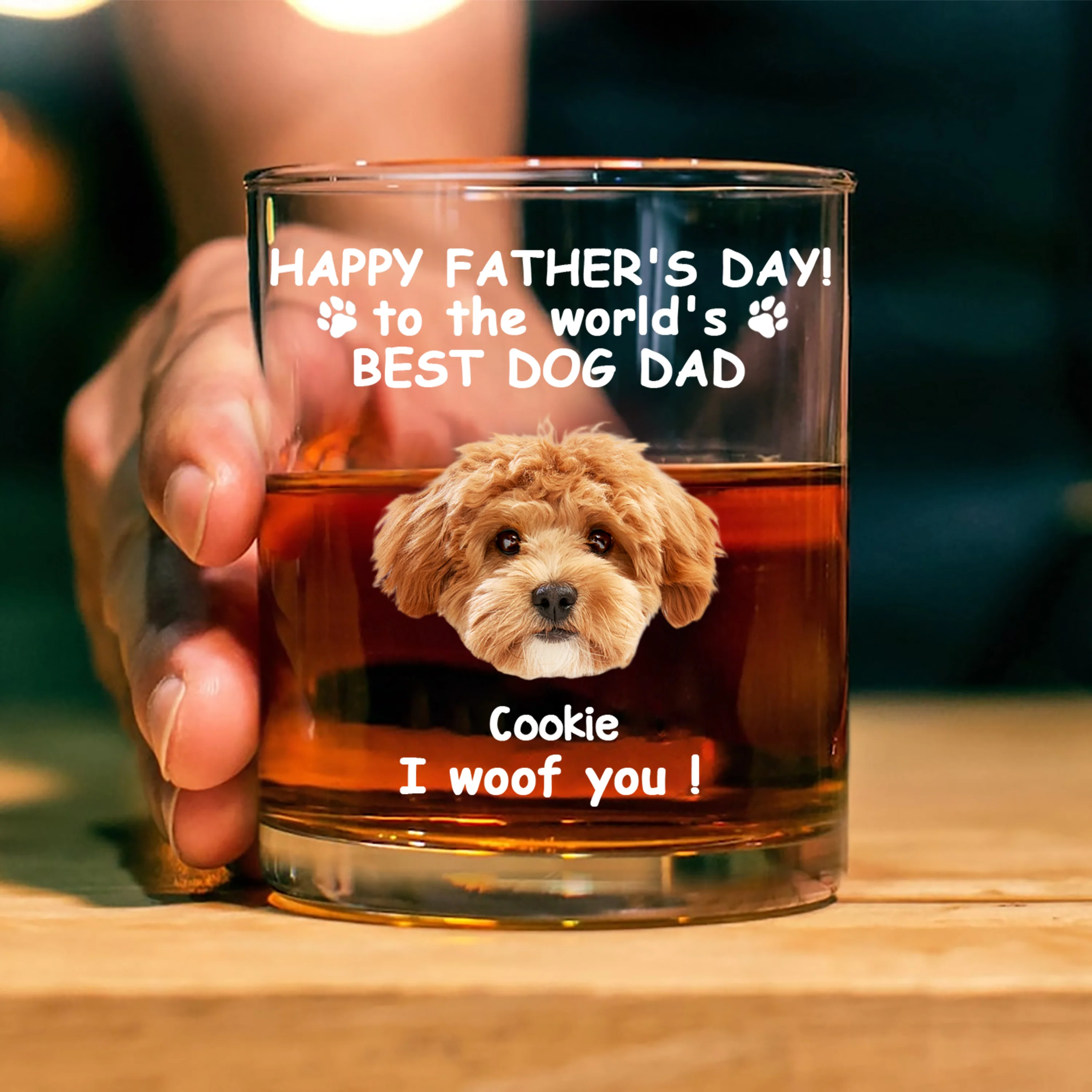 Custom Photo Woof Best Dog Dad Whiskey Glass Father's Day Gifts HA75 892370 - Image 3