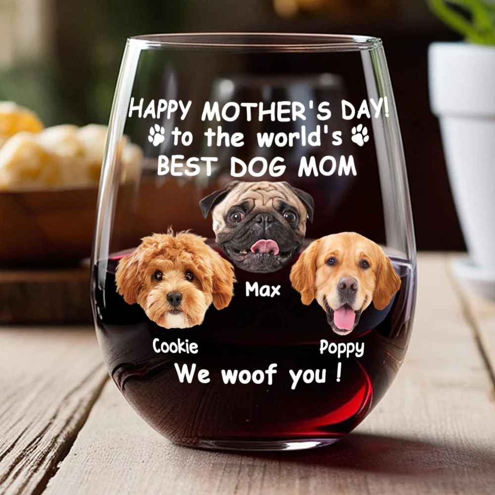 Custom Photo Woof Best Dog Mom Personalized Wine Glass Mother's Day Gifts HA75 892284 - Image 6