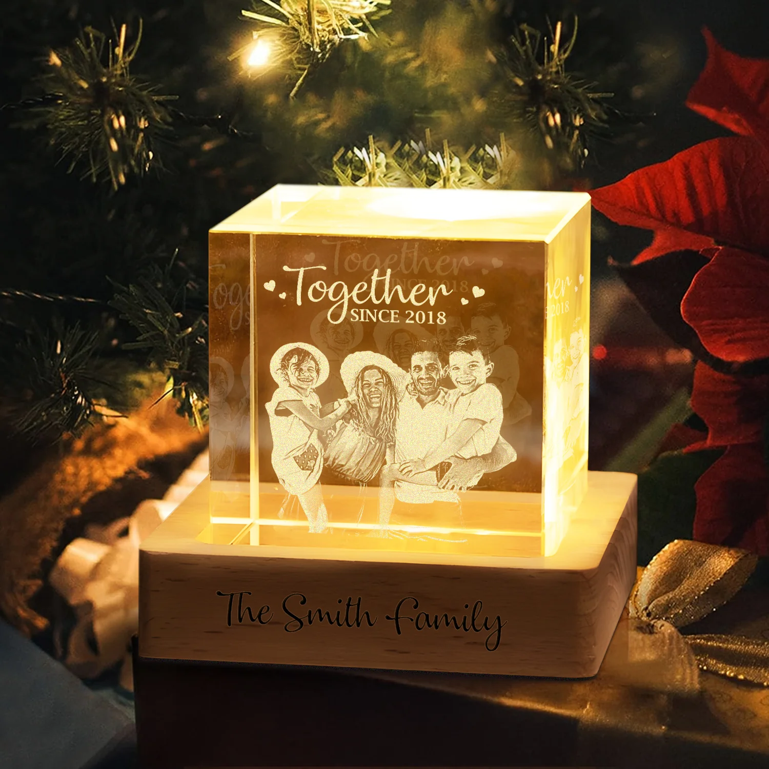 Custom Photo You And Me We Got This Couple Engraved Crystal Photo With Light HA75 898208 - Image 3