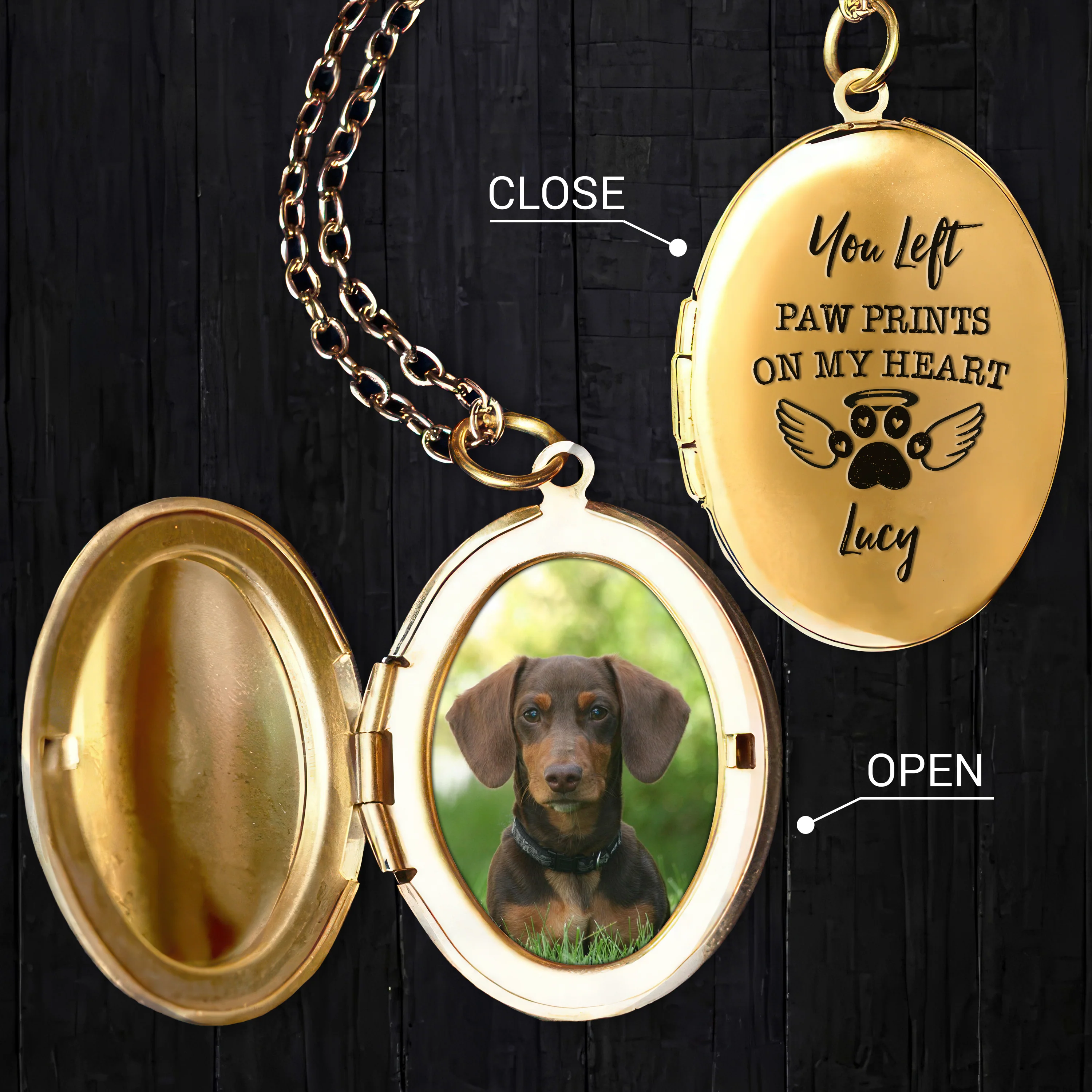 Custom Photo You Left Paw Prints On My Heart Dog Memorial Locket Necklace HA75 892290 - Image 8