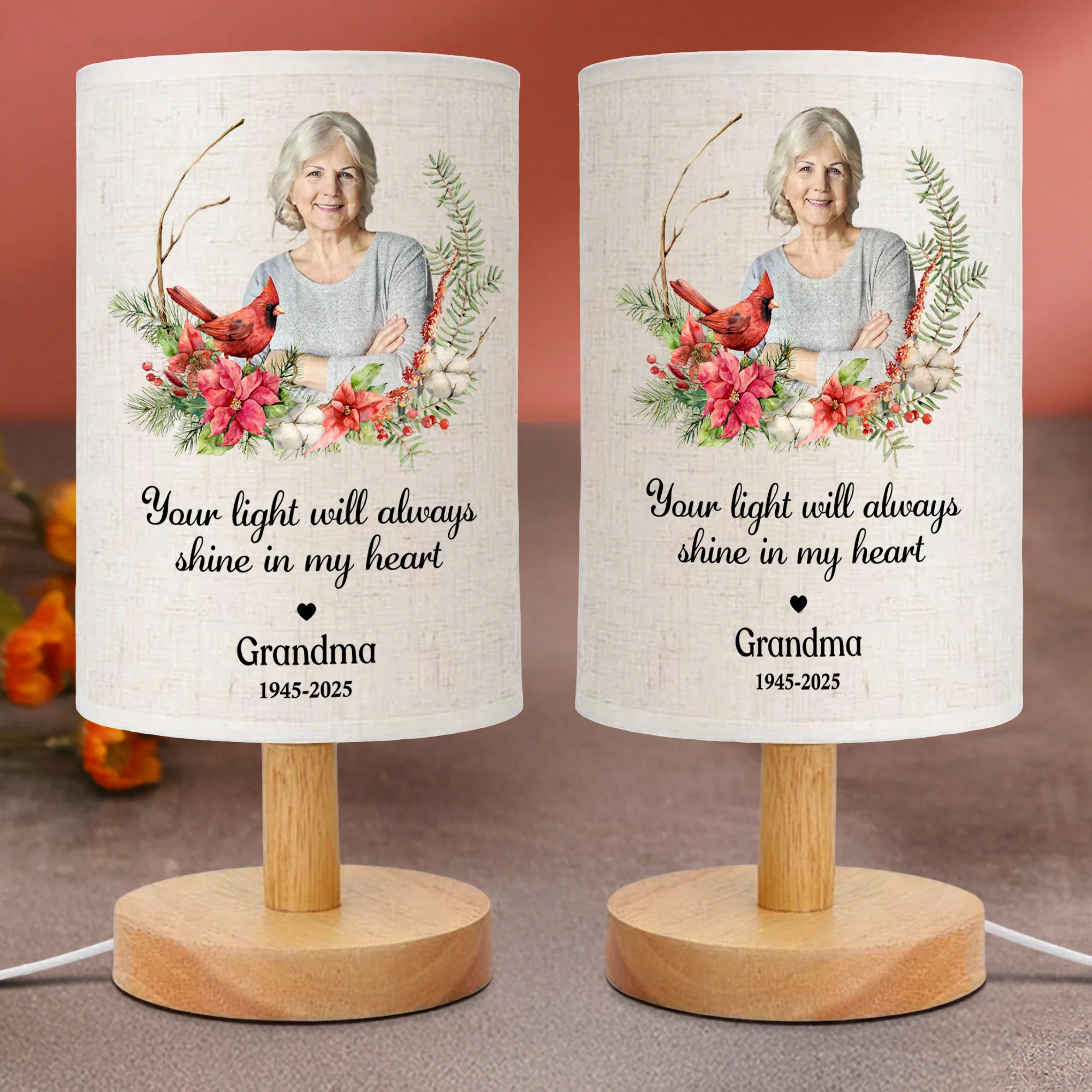 Custom Photo You Will Remain In Our Hearts Forever Memorial Fabric Lamp HA75 892360 - Image 4