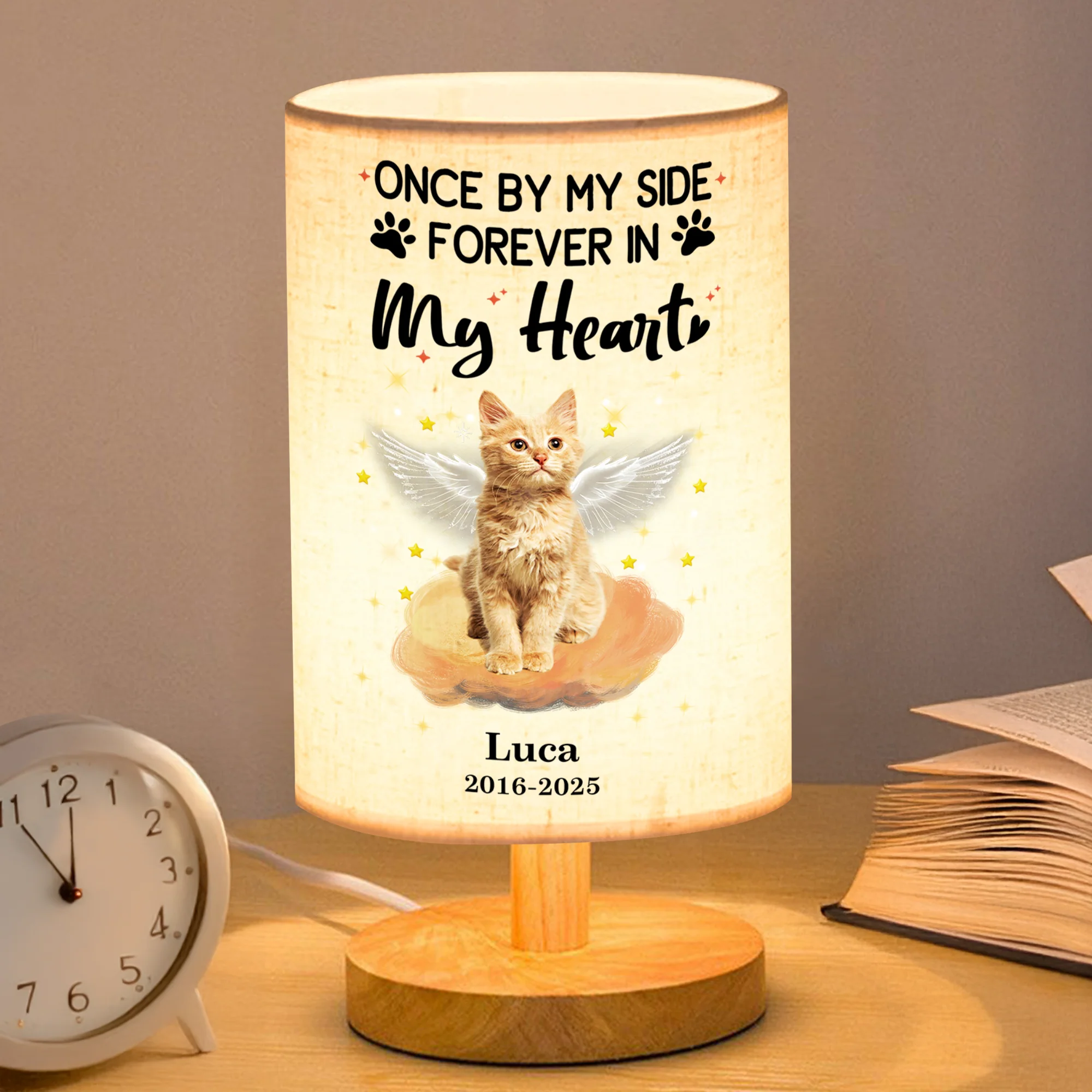 Custom Photo Your Light Will Always Shine In My Heart Cat Memorial Fabric Lamp HA75 892352 - Image 8