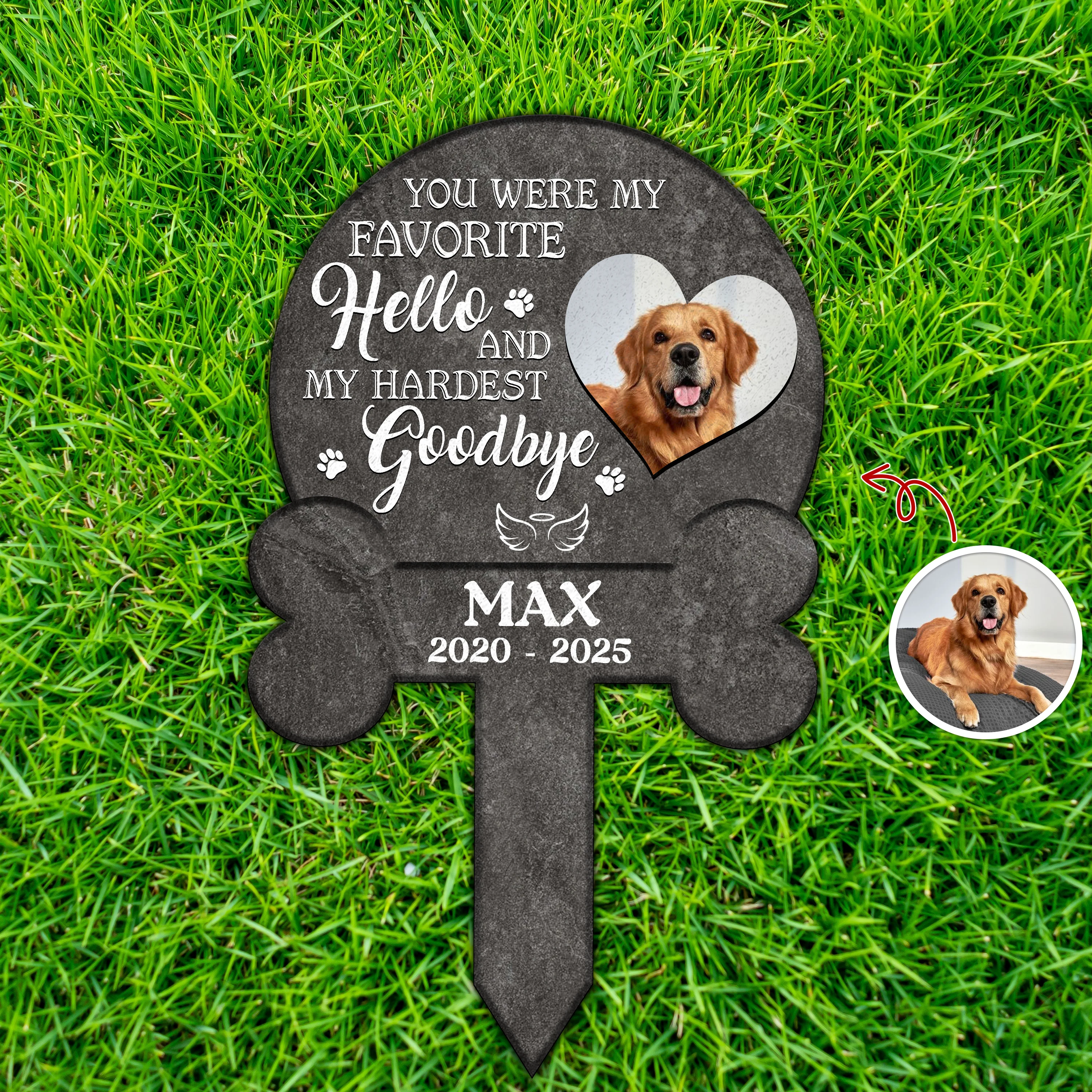 Custom Photo Your Pawprints Stay In My Heart Memorial Dog Garden Stake HA75 892772 - Image 5