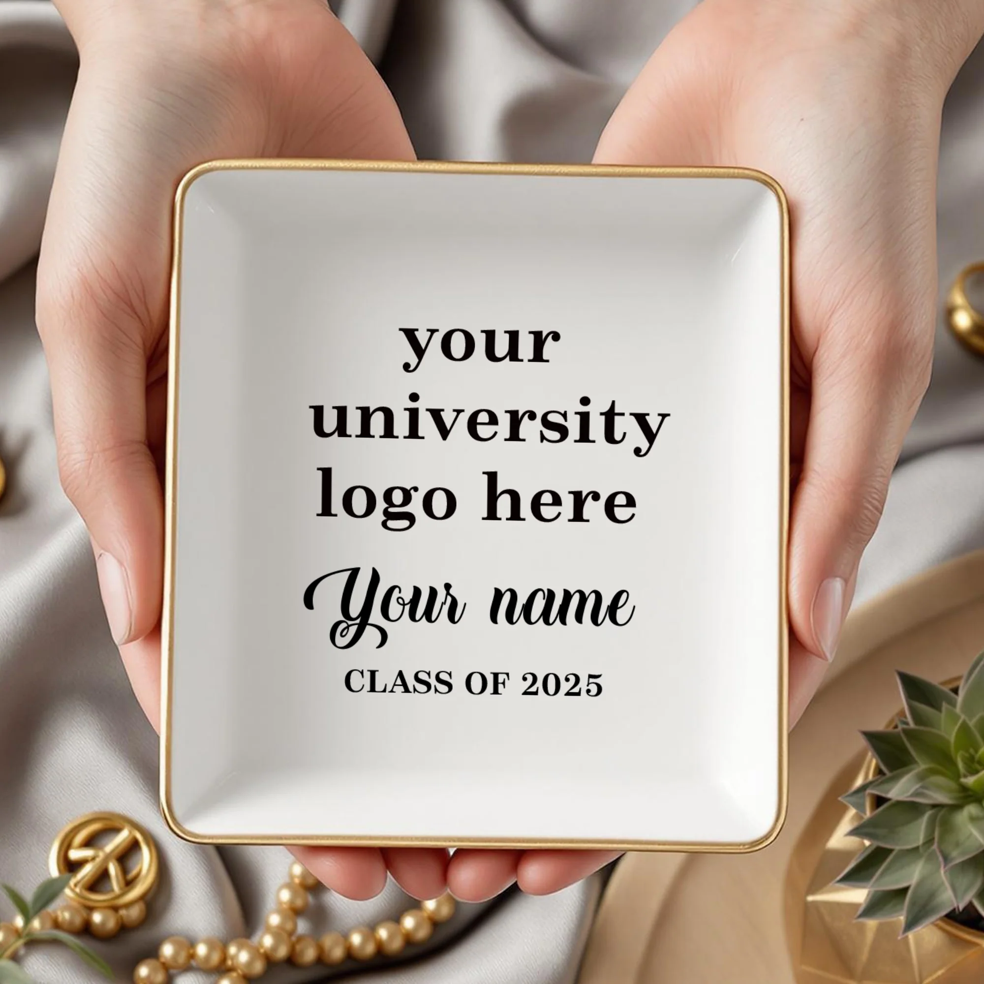 Custom University Logo Class of 2025 Personalized Jewelry Dish Graduation Gift HA75 892268 - Image 4