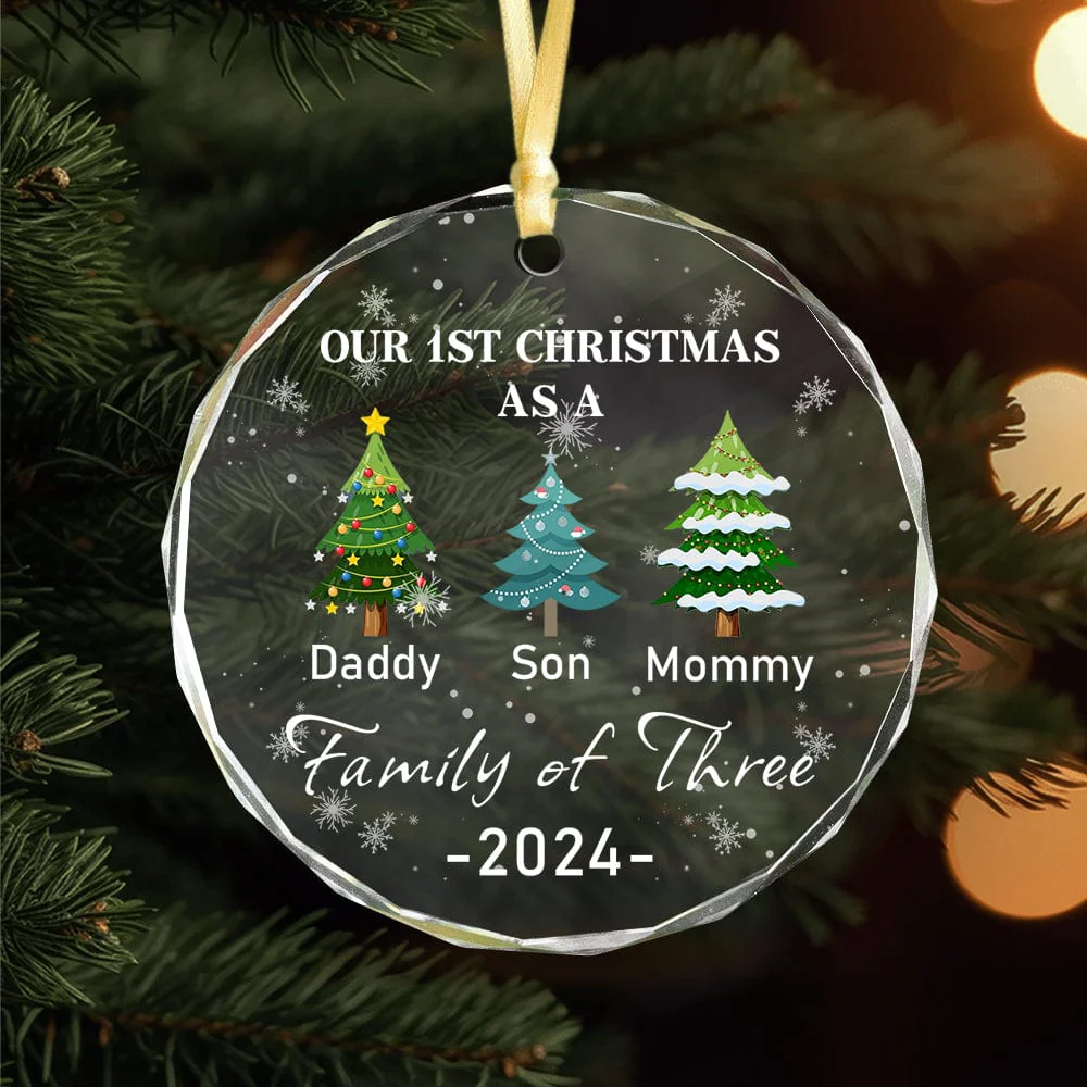 Family of Three - Our 1st Christmas Personalized Glass Ornament HA75 891380