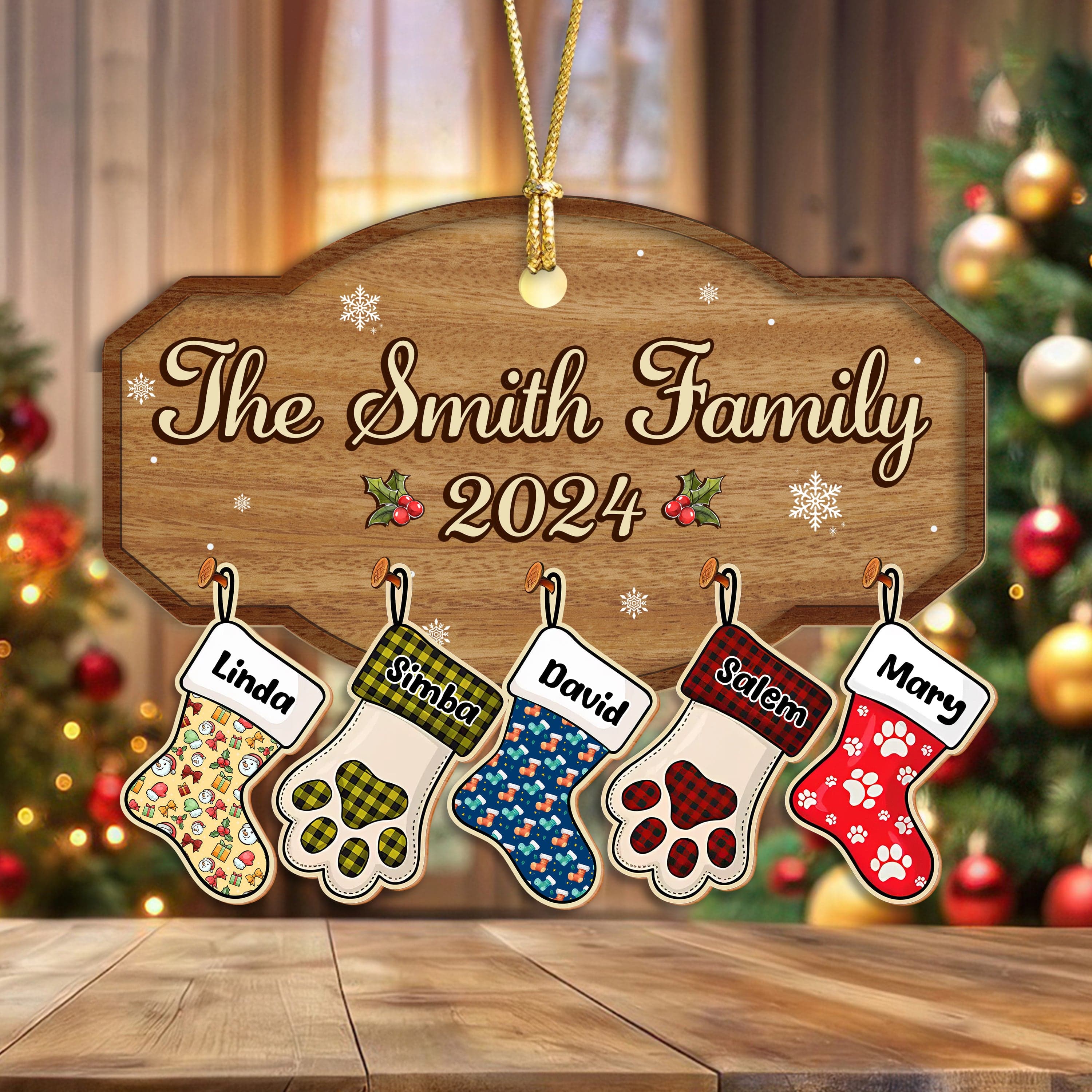 Family With Pets Personalized Gift Wooden Ornament HA75 891632 - Image 3